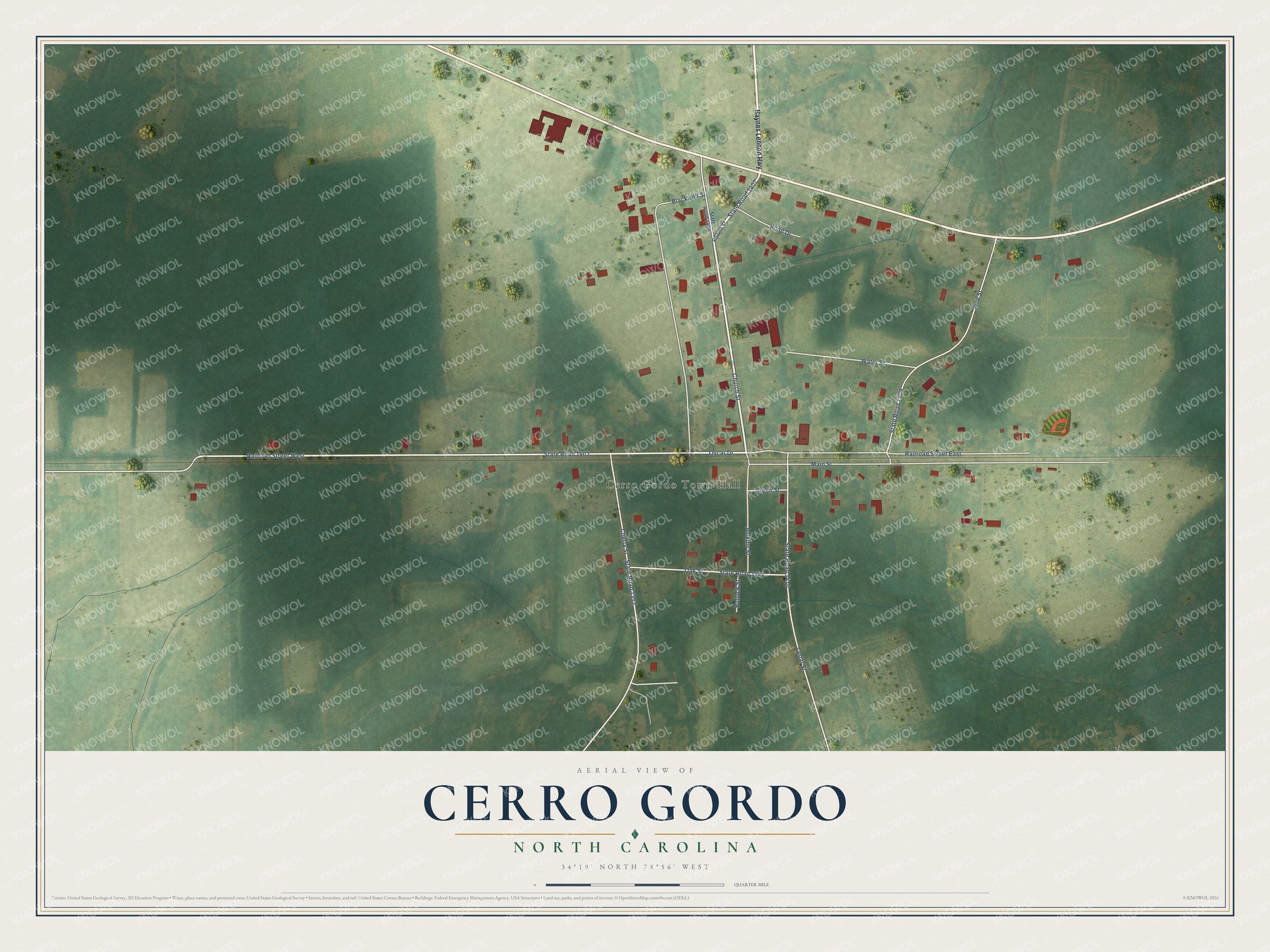 Watermarked full-map preview of Cerro Gordo, North Carolina
