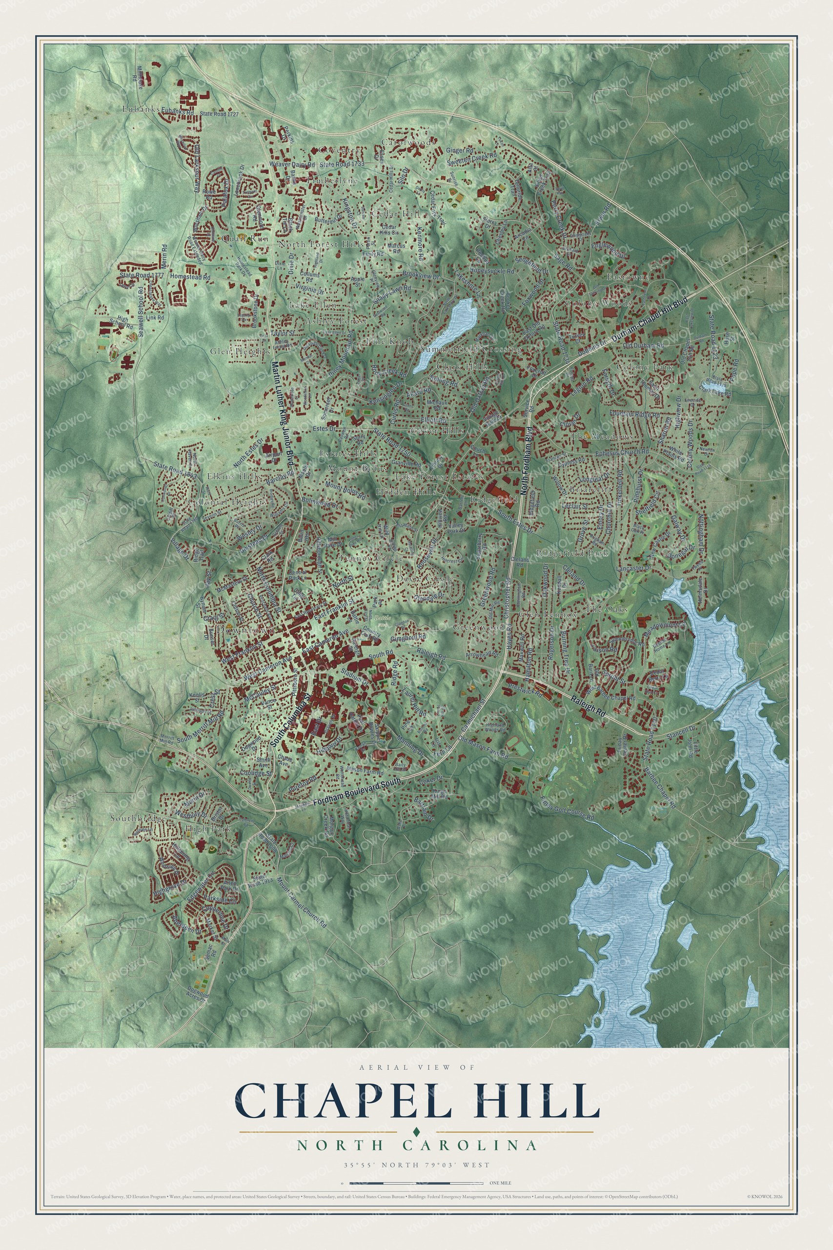 Watermarked full-map preview of Chapel Hill, North Carolina