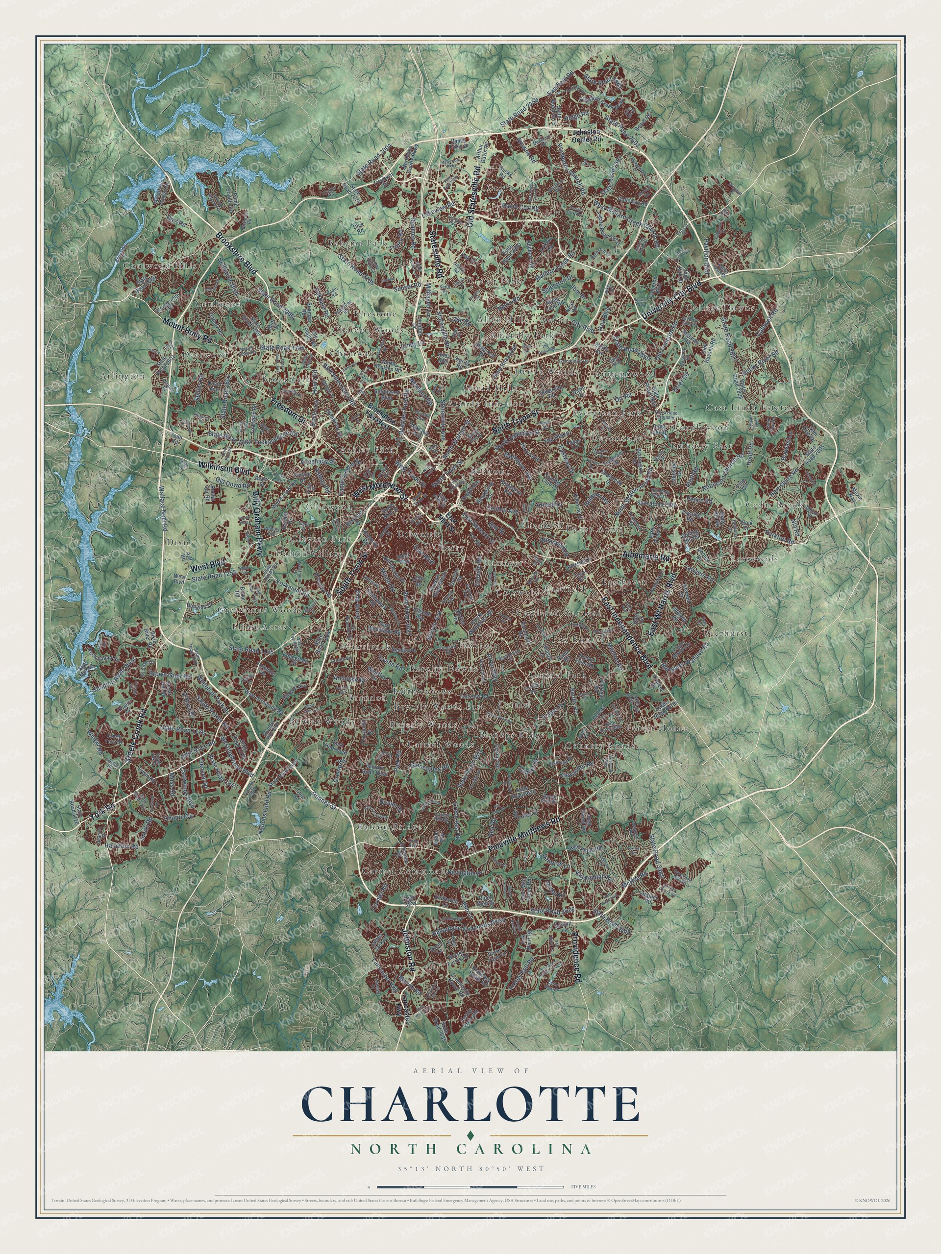 Watermarked full-map preview of Charlotte, North Carolina