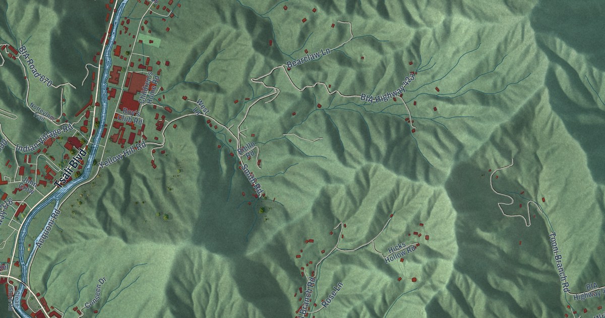 Map of Cherokee, North Carolina in 2026