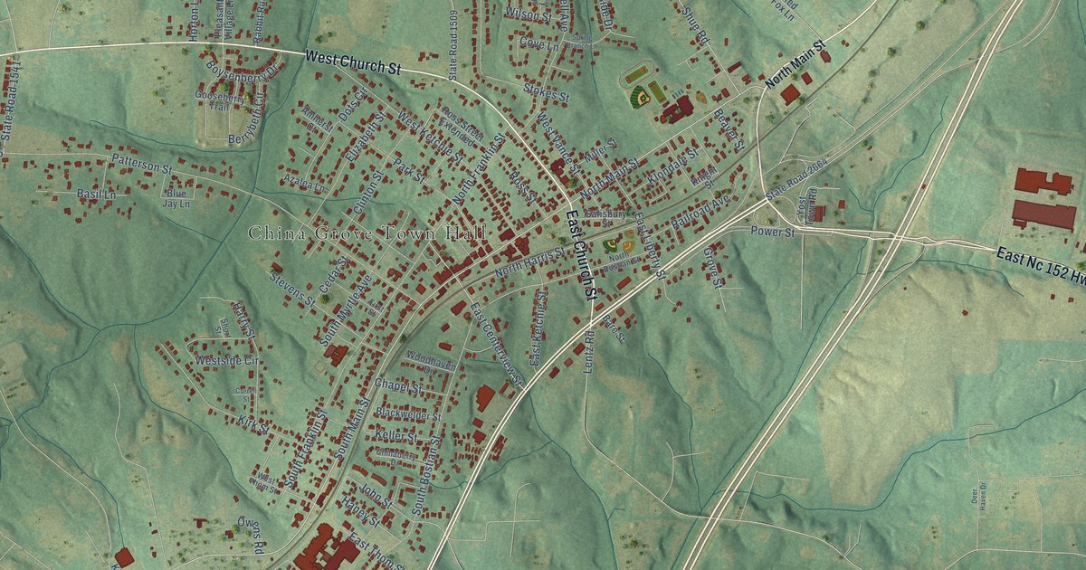 Map of China Grove, North Carolina in 2026