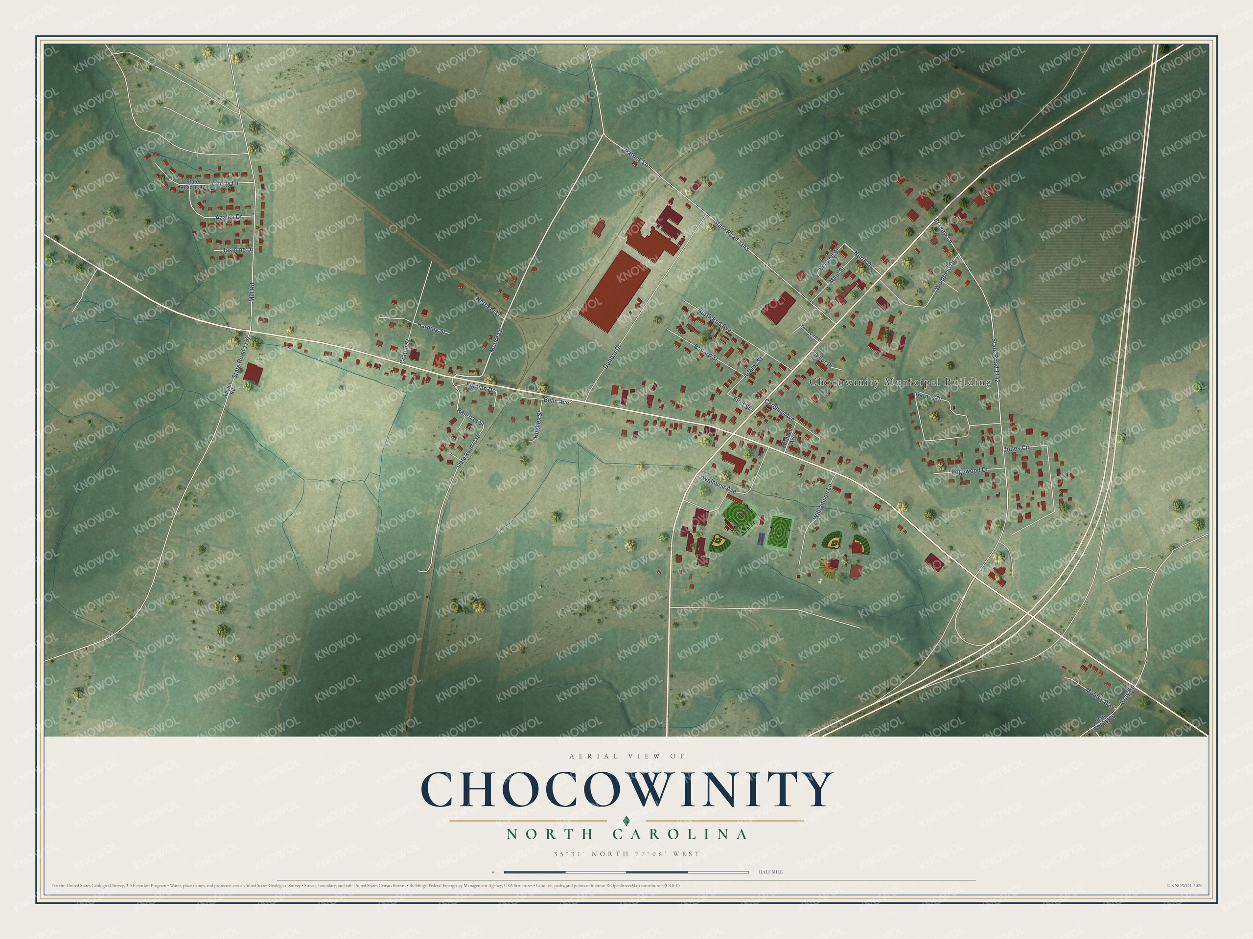 Watermarked full-map preview of Chocowinity, North Carolina