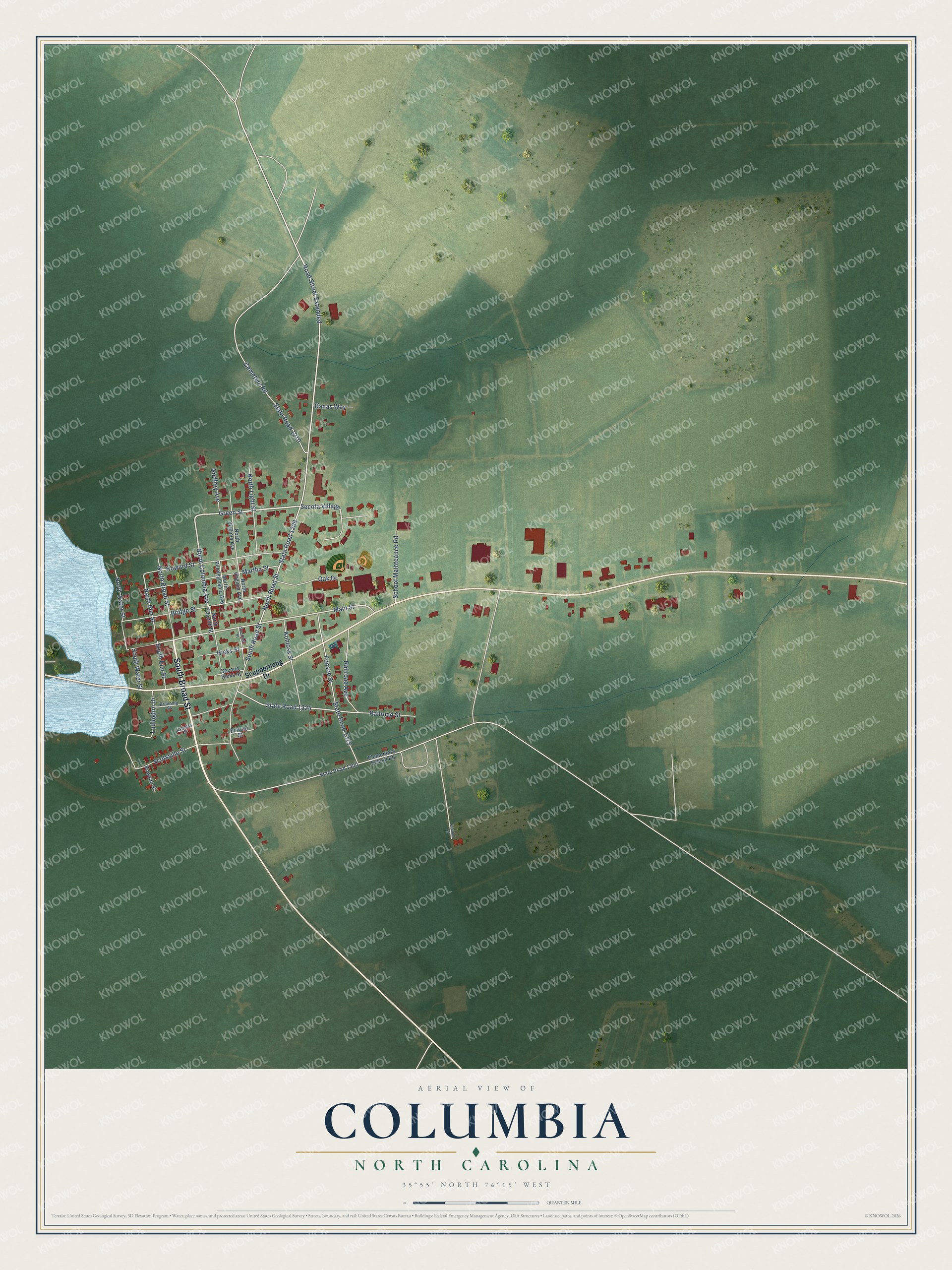 Watermarked full-map preview of Columbia, North Carolina