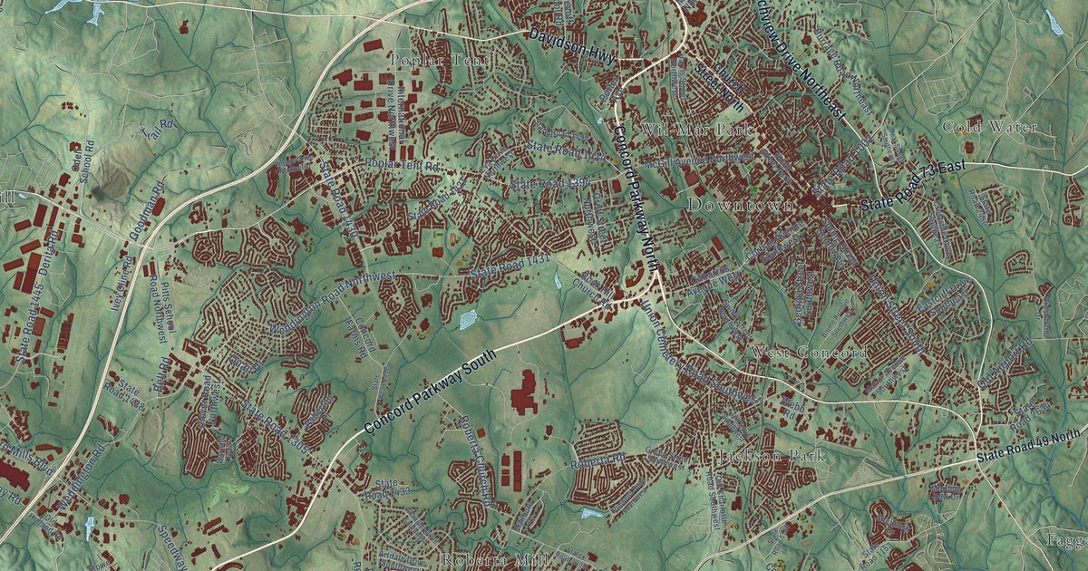 Map of Concord, North Carolina in 2026