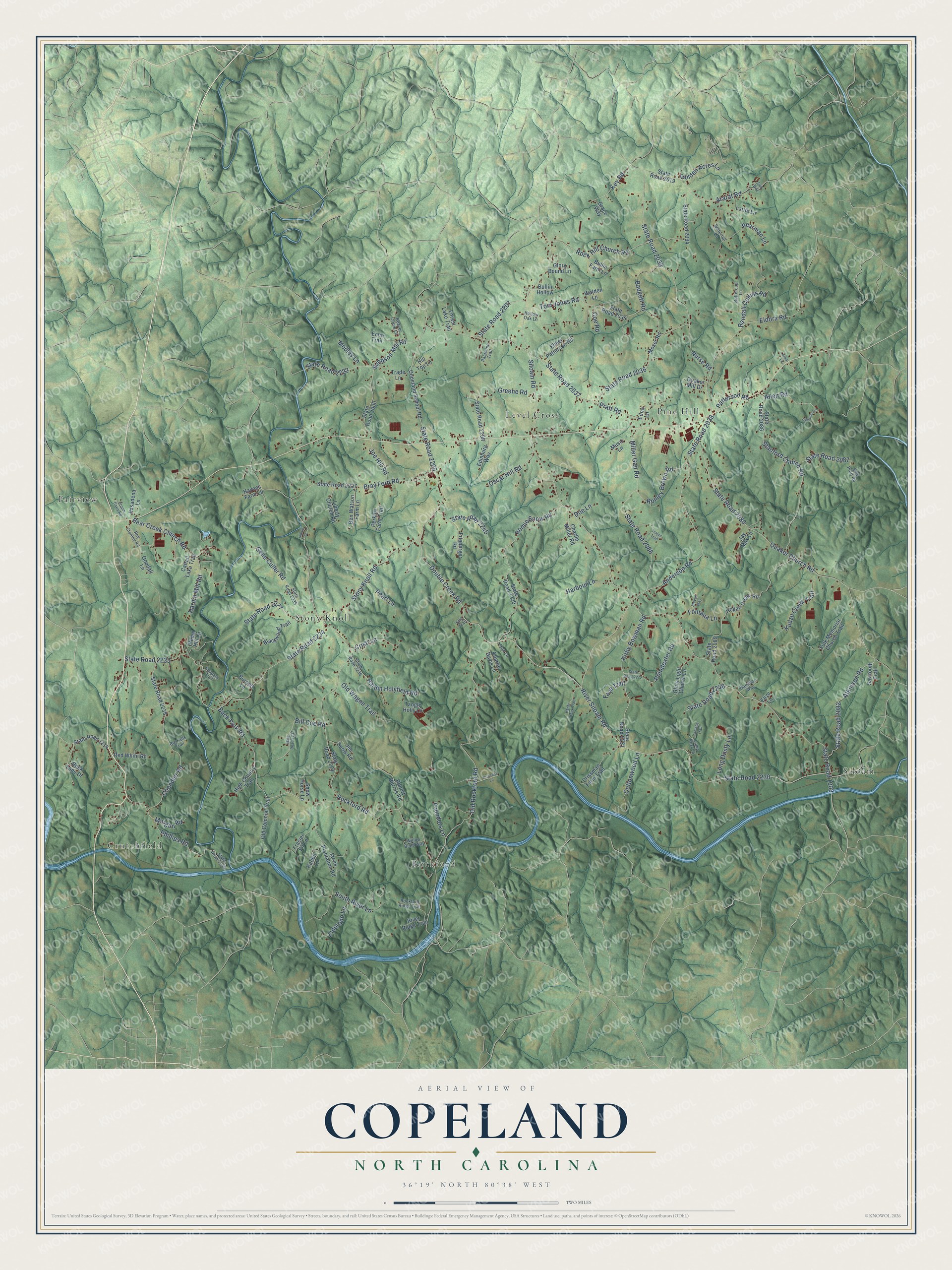 Watermarked full-map preview of Copeland, North Carolina