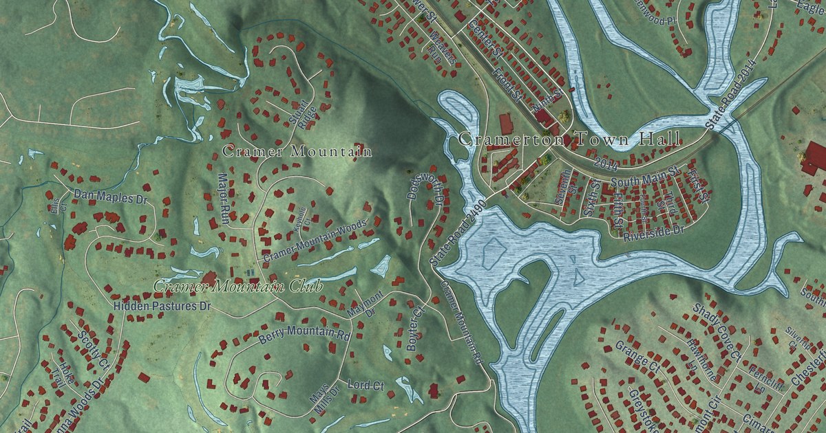 Map of Cramerton, North Carolina in 2026