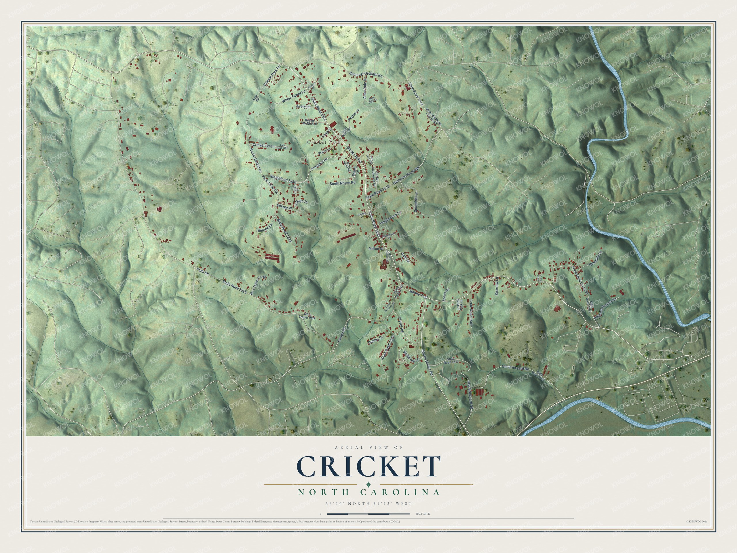 Watermarked full-map preview of Cricket, North Carolina