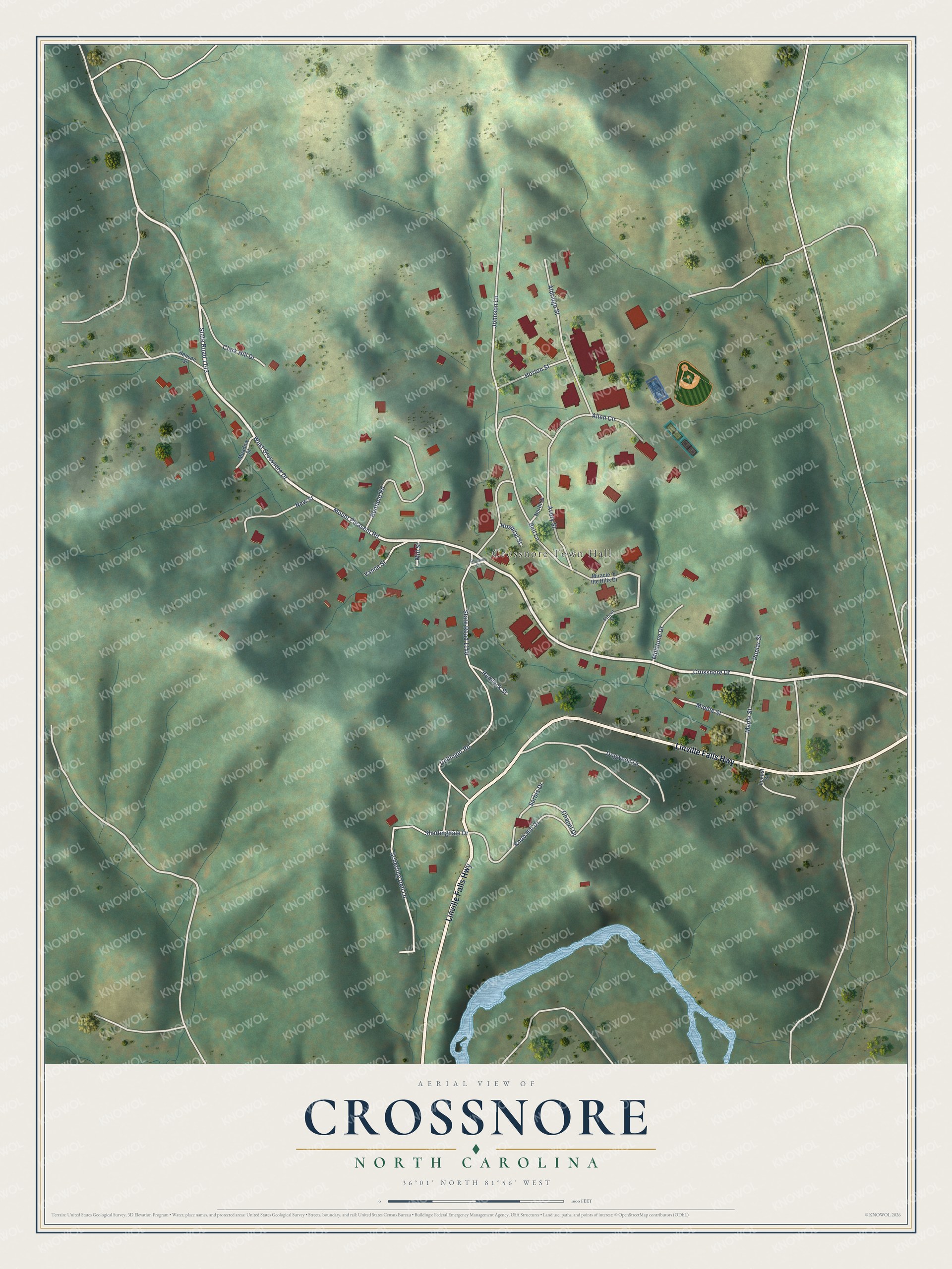 Watermarked full-map preview of Crossnore, North Carolina