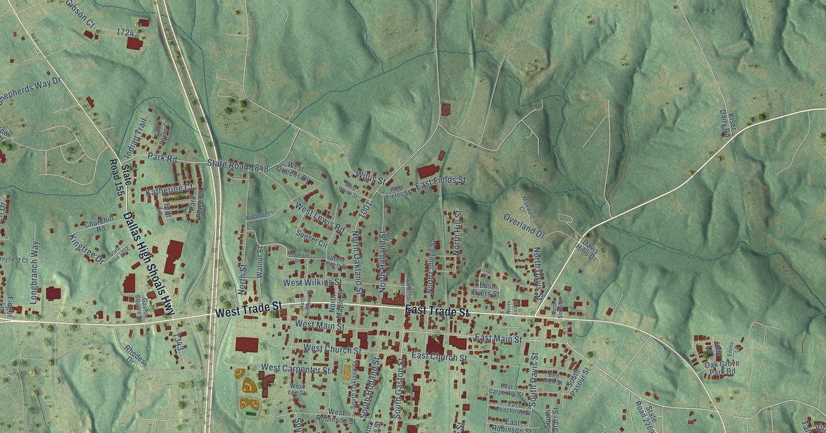 Map of Dallas, North Carolina in 2026