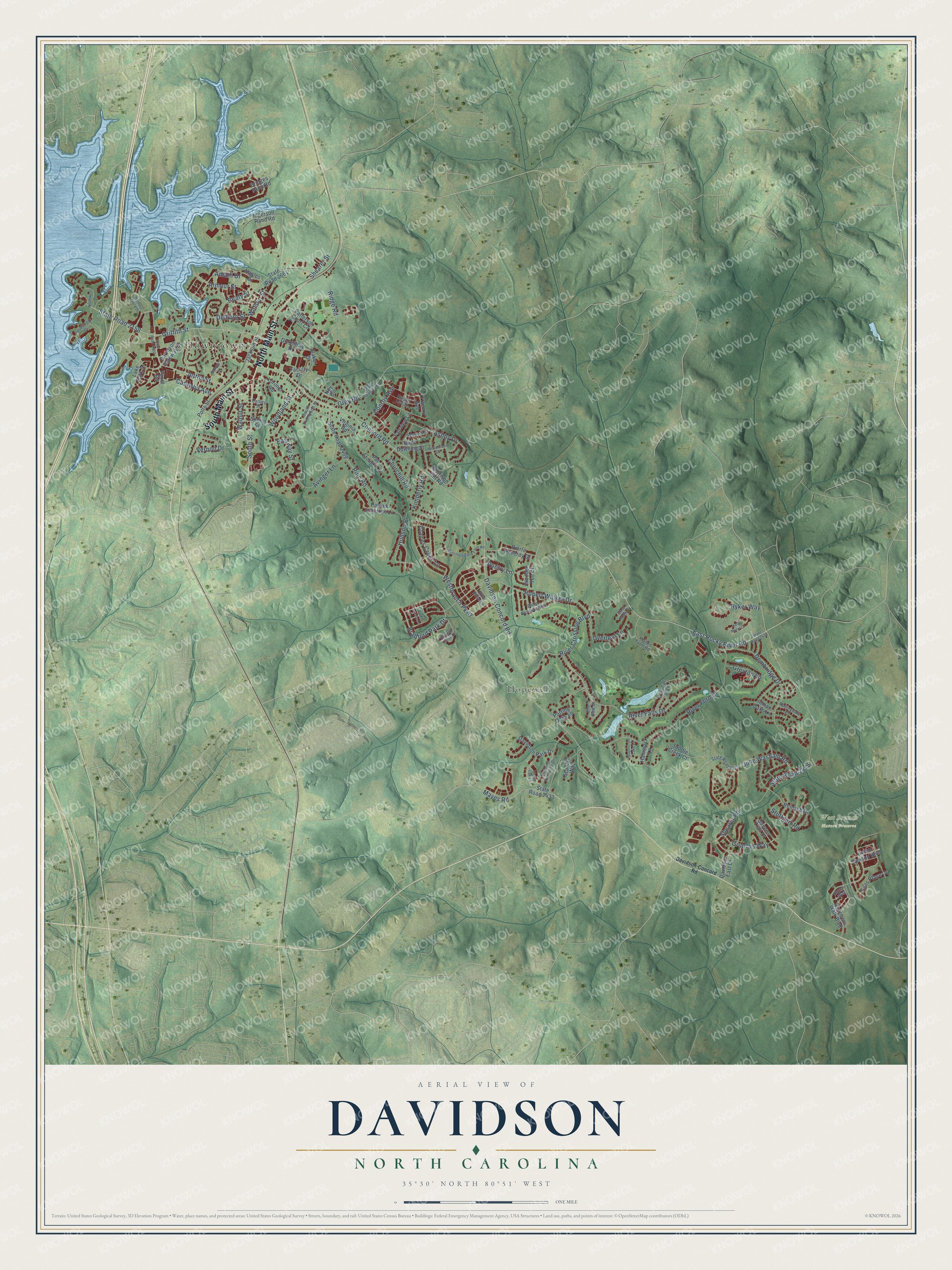 Watermarked full-map preview of Davidson, North Carolina