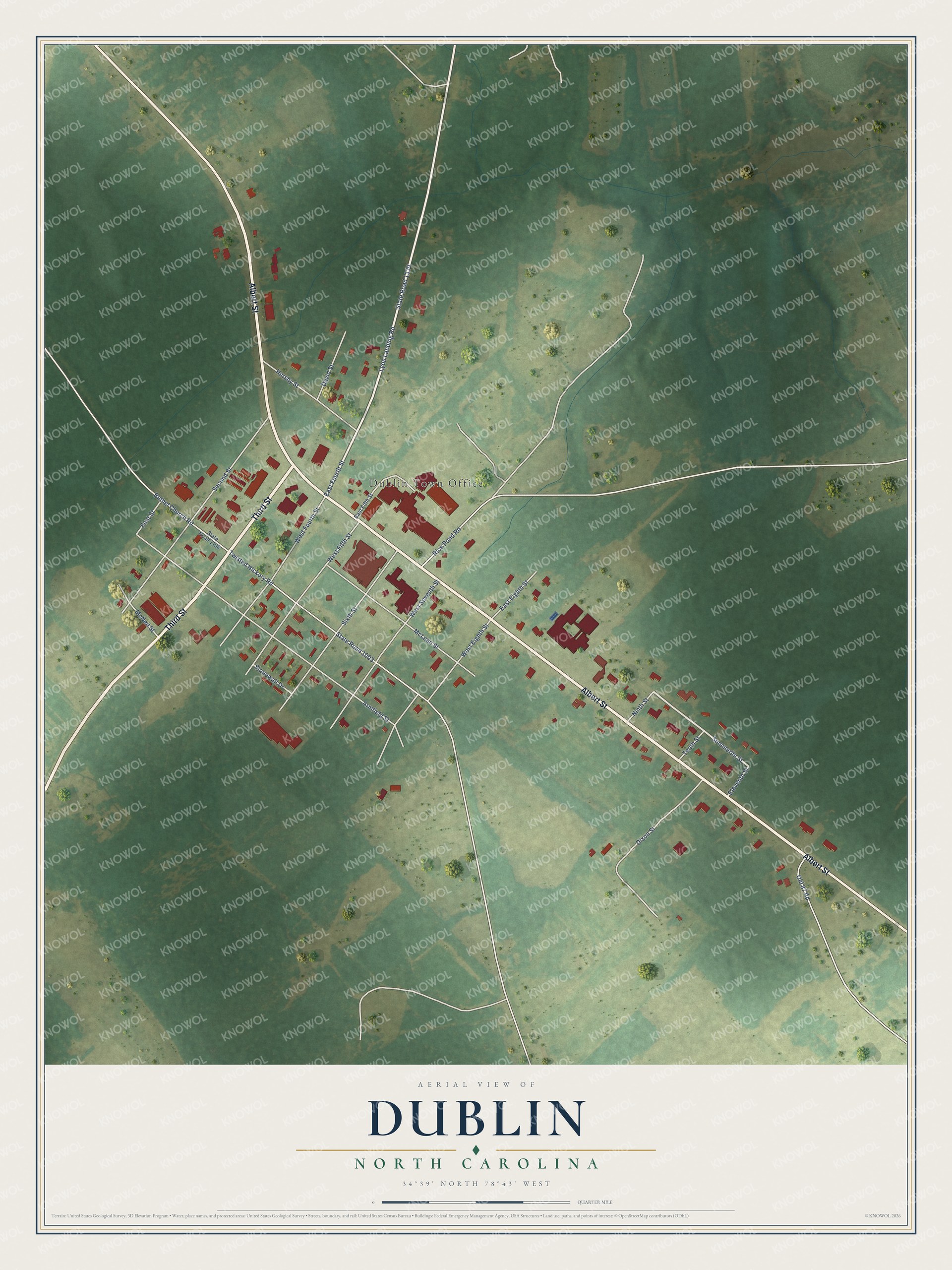 Watermarked full-map preview of Dublin, North Carolina