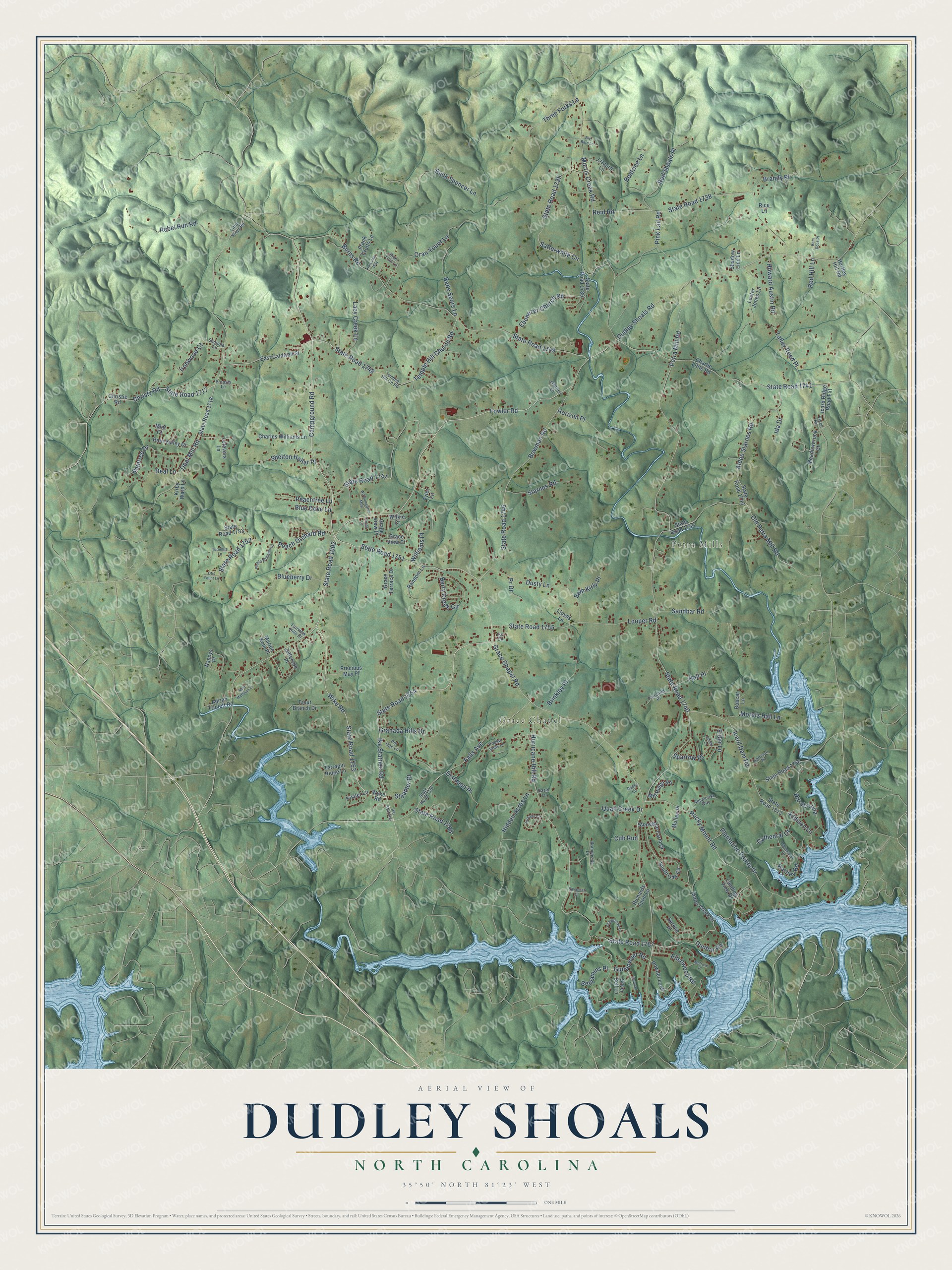 Watermarked full-map preview of Dudley Shoals, North Carolina