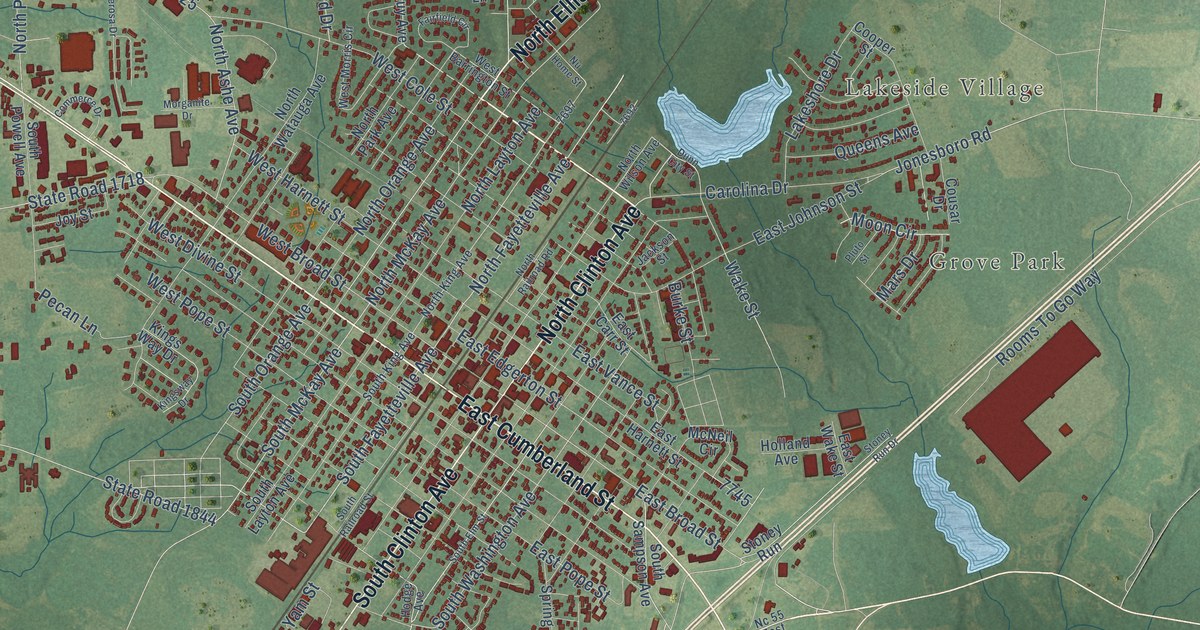 Map of Dunn, North Carolina in 2026