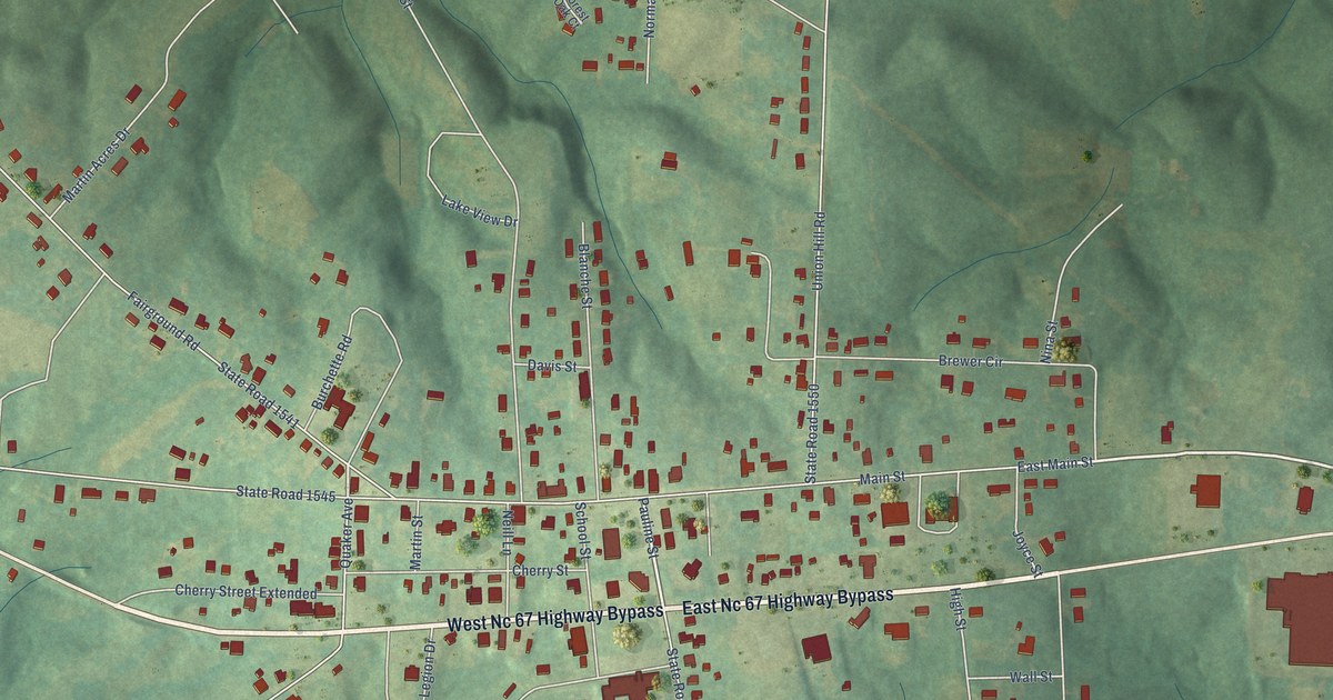 Map of East Bend, North Carolina in 2026