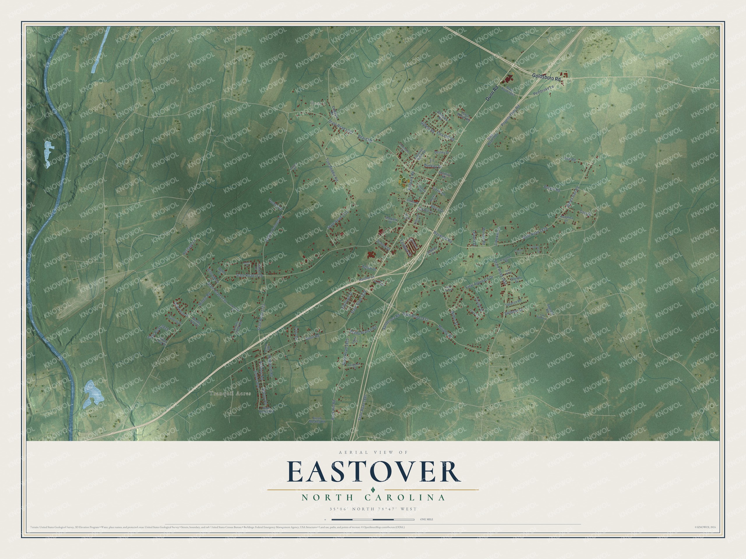 Watermarked full-map preview of Eastover, North Carolina
