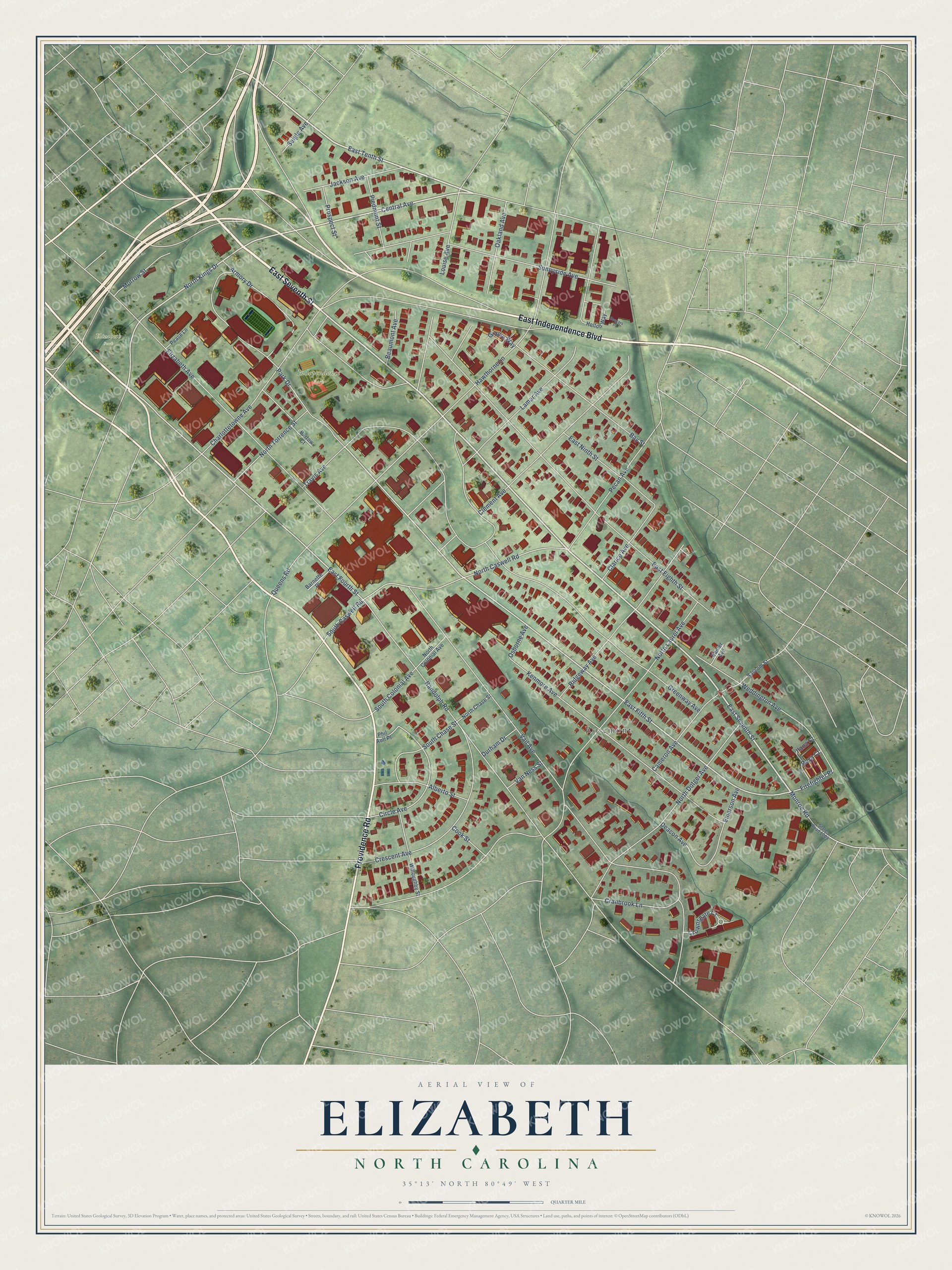 Watermarked full-map preview of Elizabeth, North Carolina