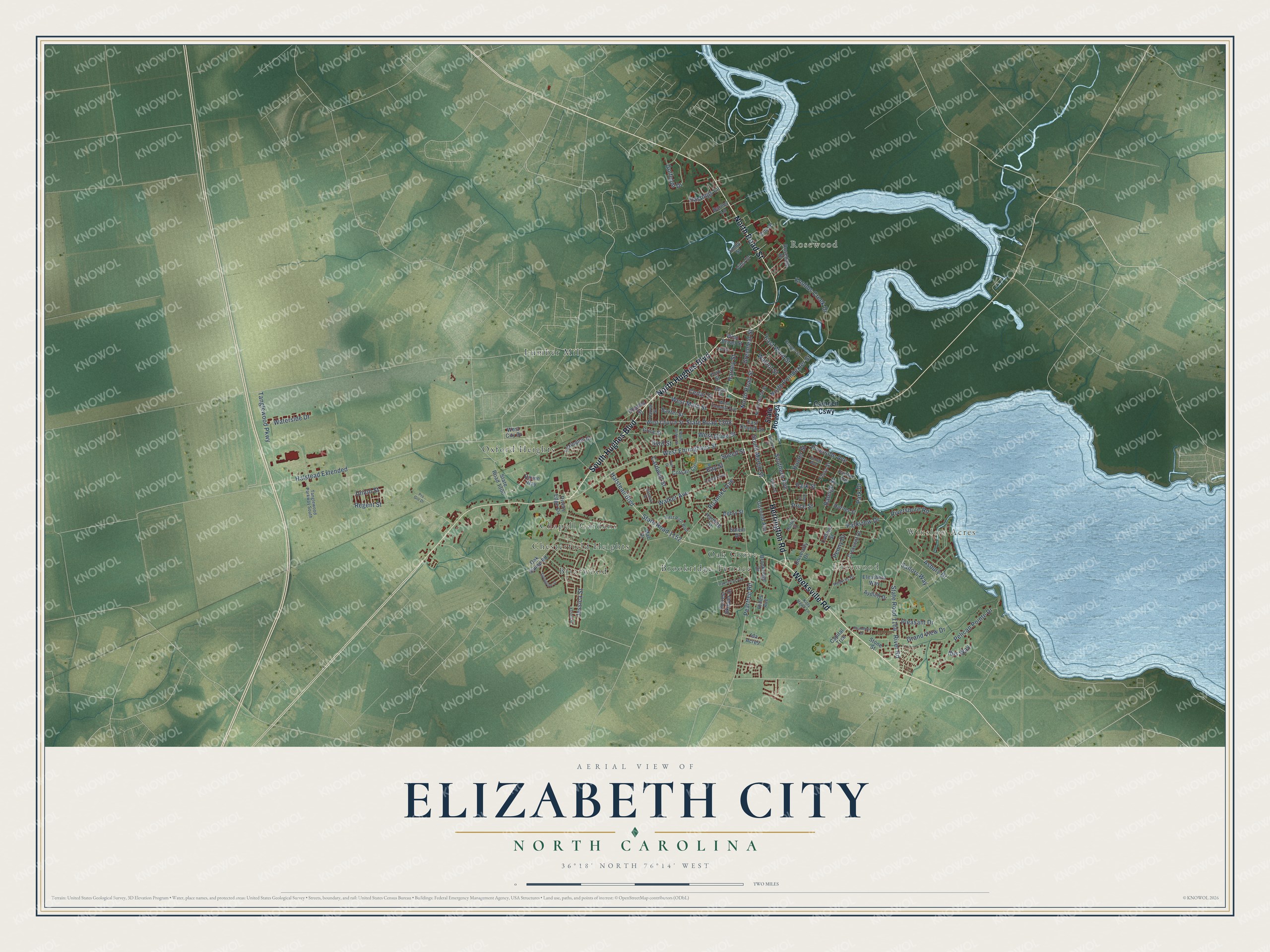 Watermarked full-map preview of Elizabeth City, North Carolina