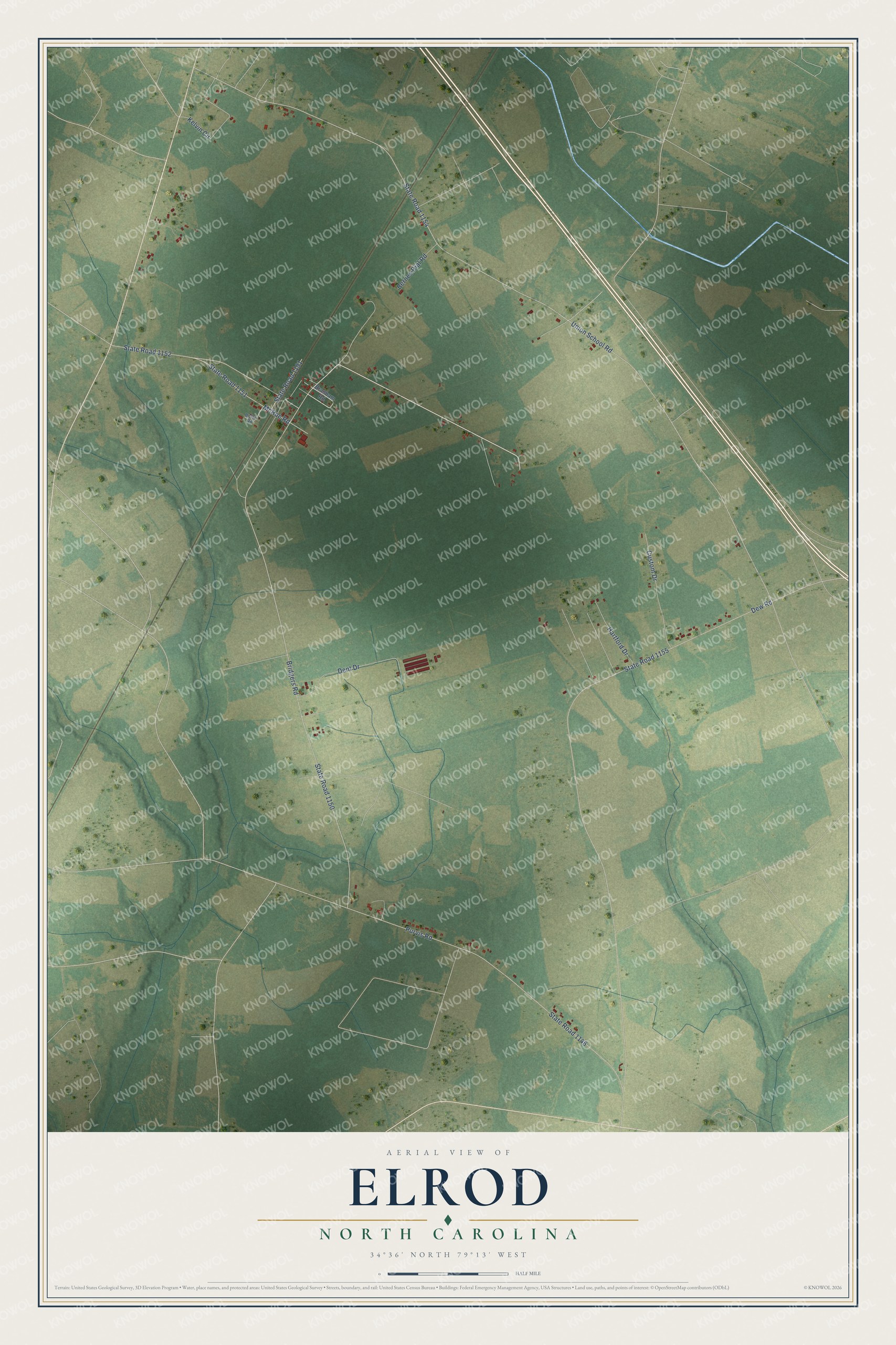 Watermarked full-map preview of Elrod, North Carolina