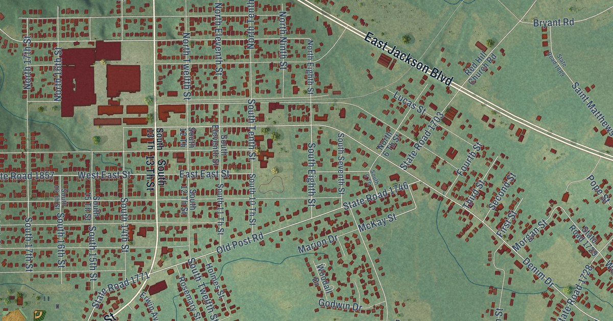 Map of Erwin, North Carolina in 2026