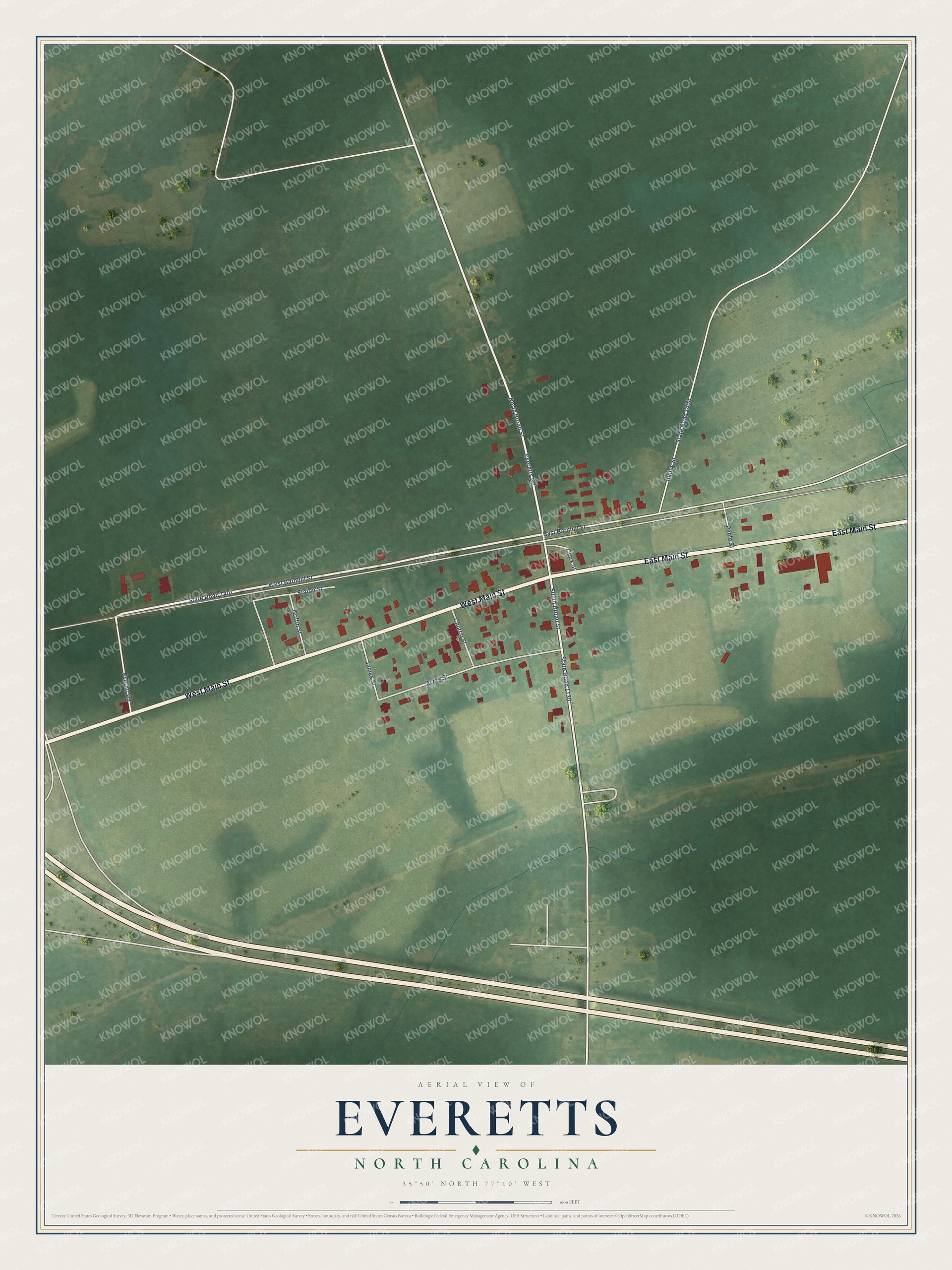 Watermarked full-map preview of Everetts, North Carolina