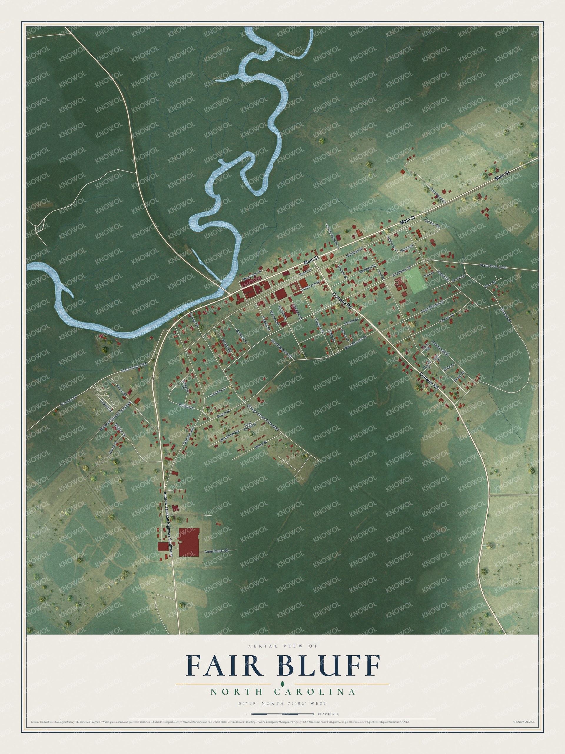 Watermarked full-map preview of Fair Bluff, North Carolina