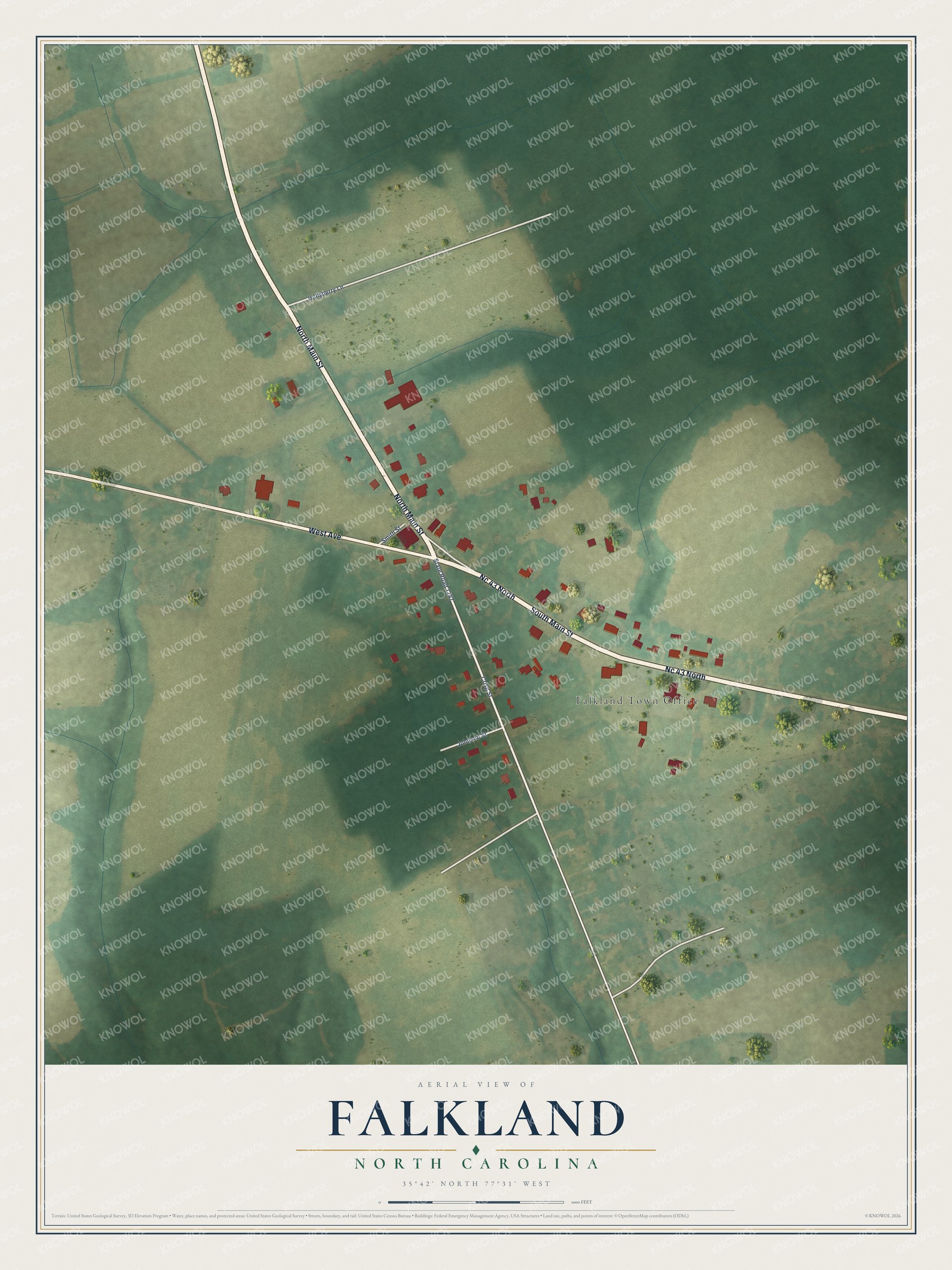 Watermarked full-map preview of Falkland, North Carolina