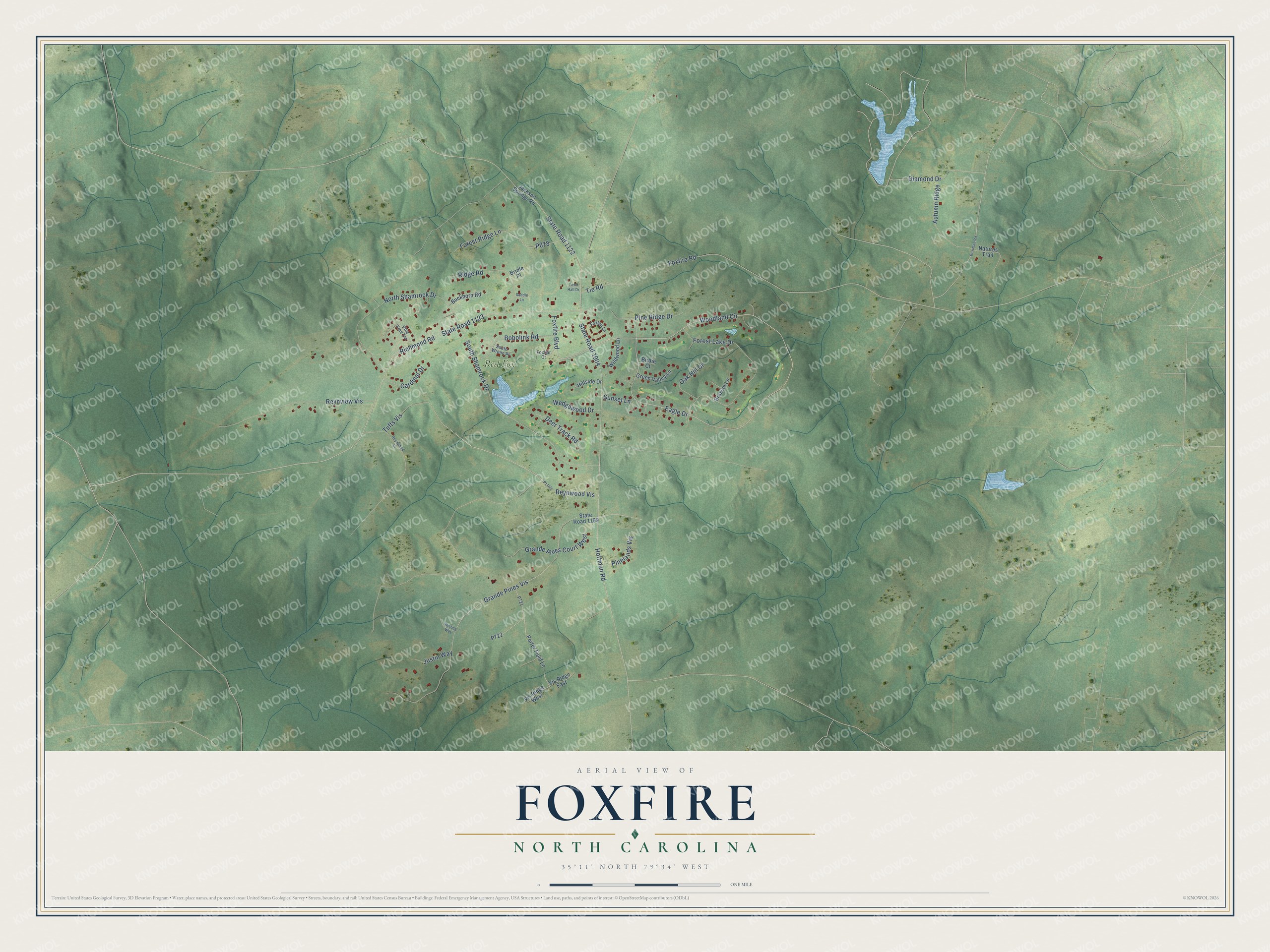 Watermarked full-map preview of Foxfire, North Carolina