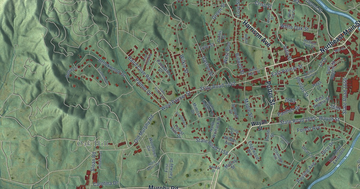 Map of Franklin, North Carolina in 2026