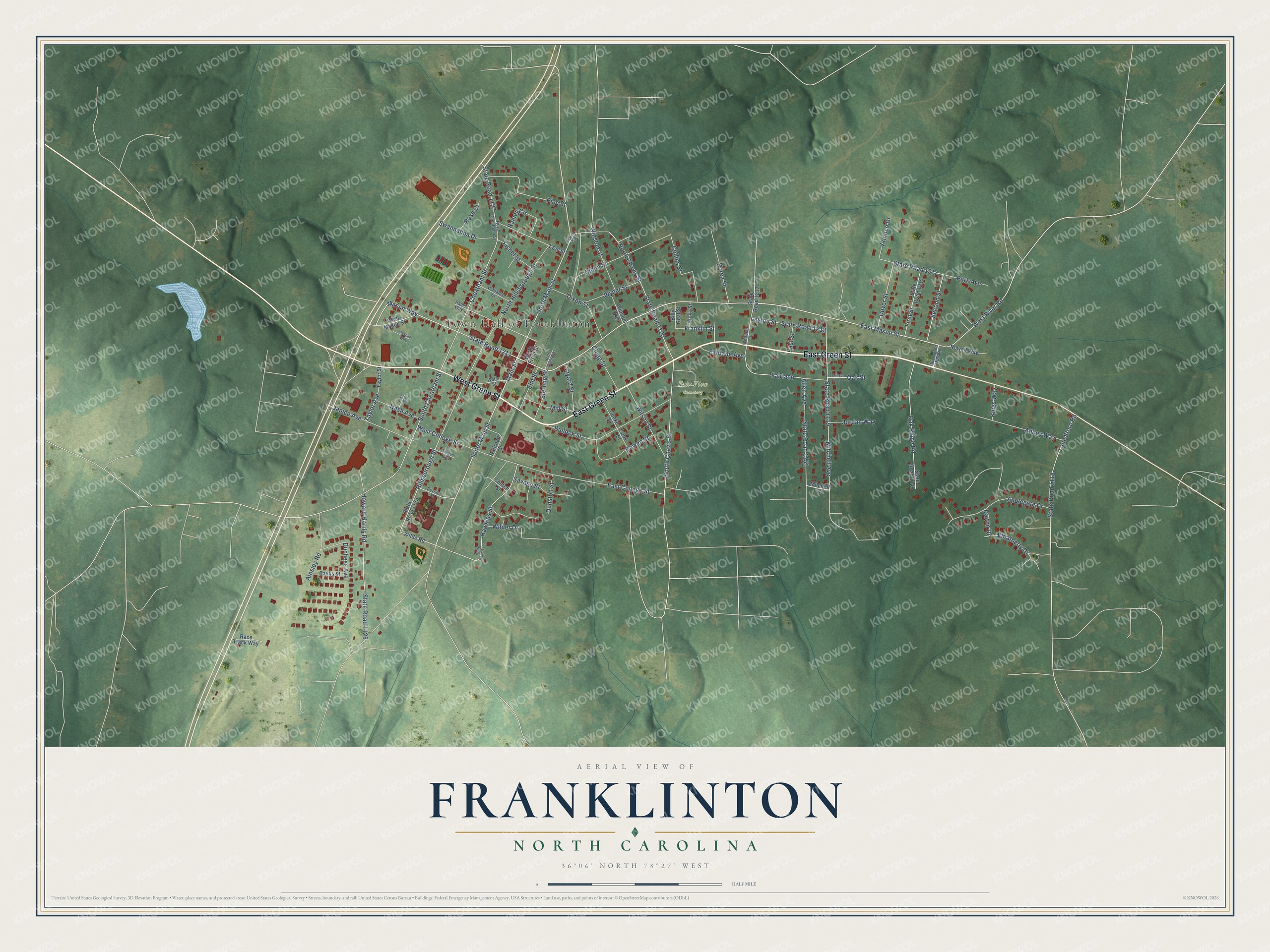 Watermarked full-map preview of Franklinton, North Carolina