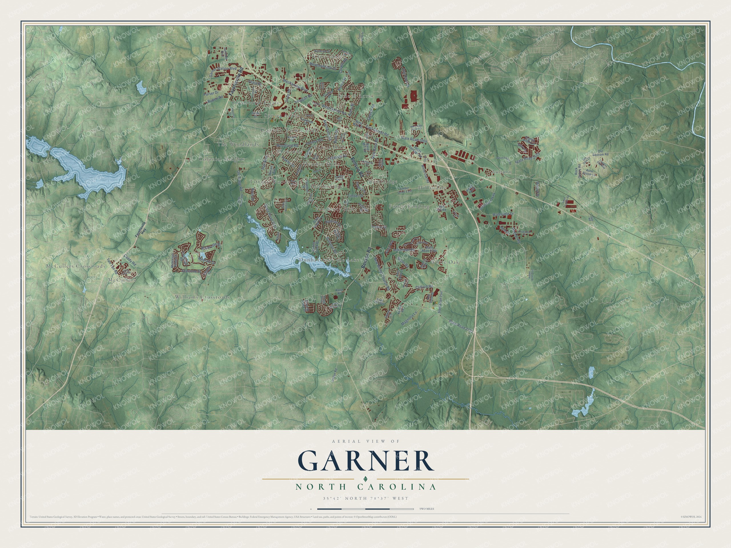 Watermarked full-map preview of Garner, North Carolina