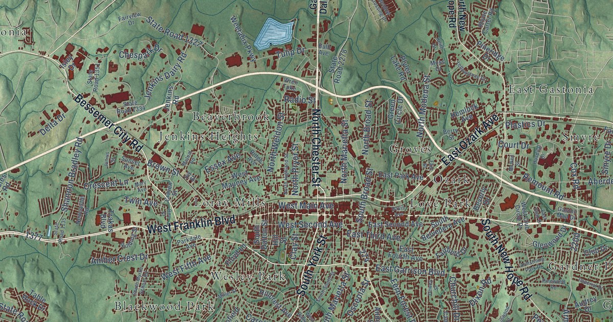 Map of Gastonia, North Carolina in 2026