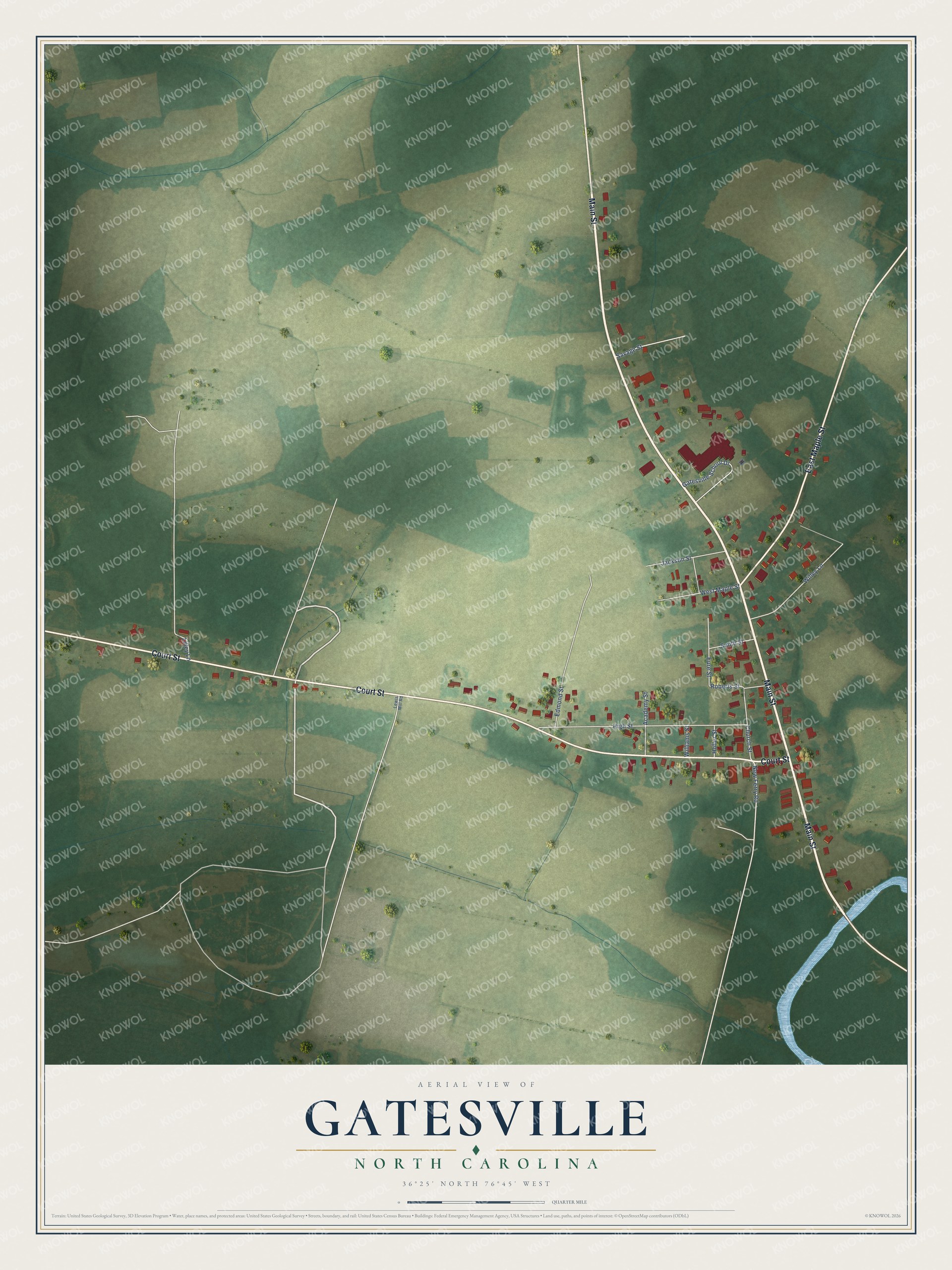 Watermarked full-map preview of Gatesville, North Carolina