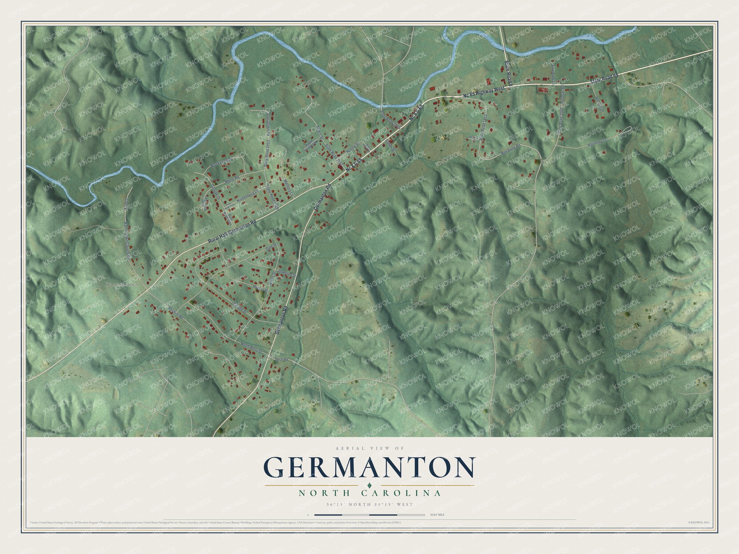 Watermarked full-map preview of Germanton, North Carolina