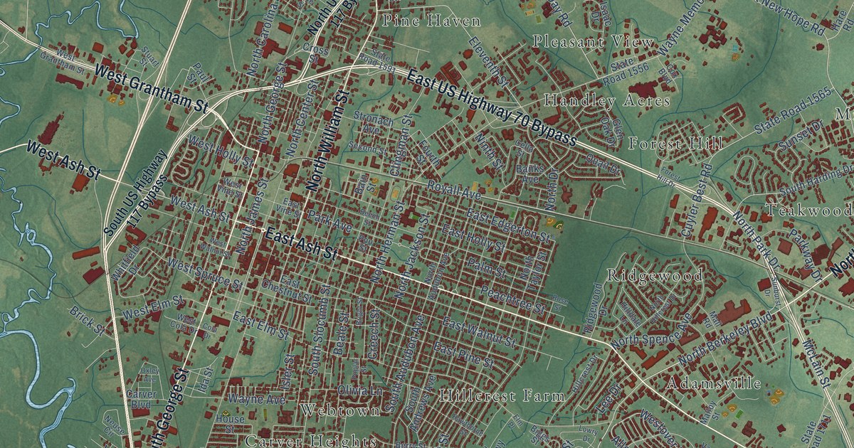 Map of Goldsboro, North Carolina in 2026