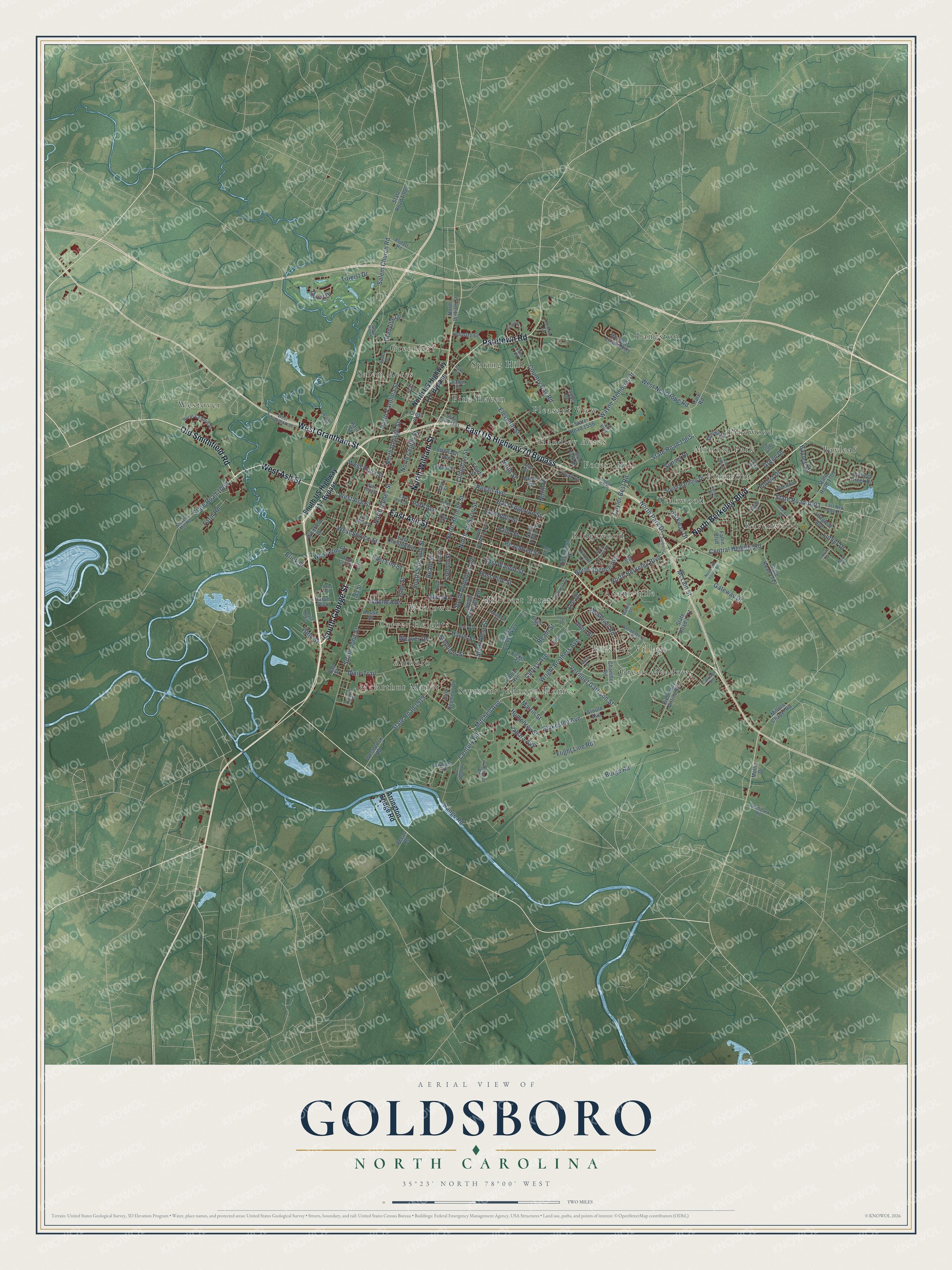 Watermarked full-map preview of Goldsboro, North Carolina