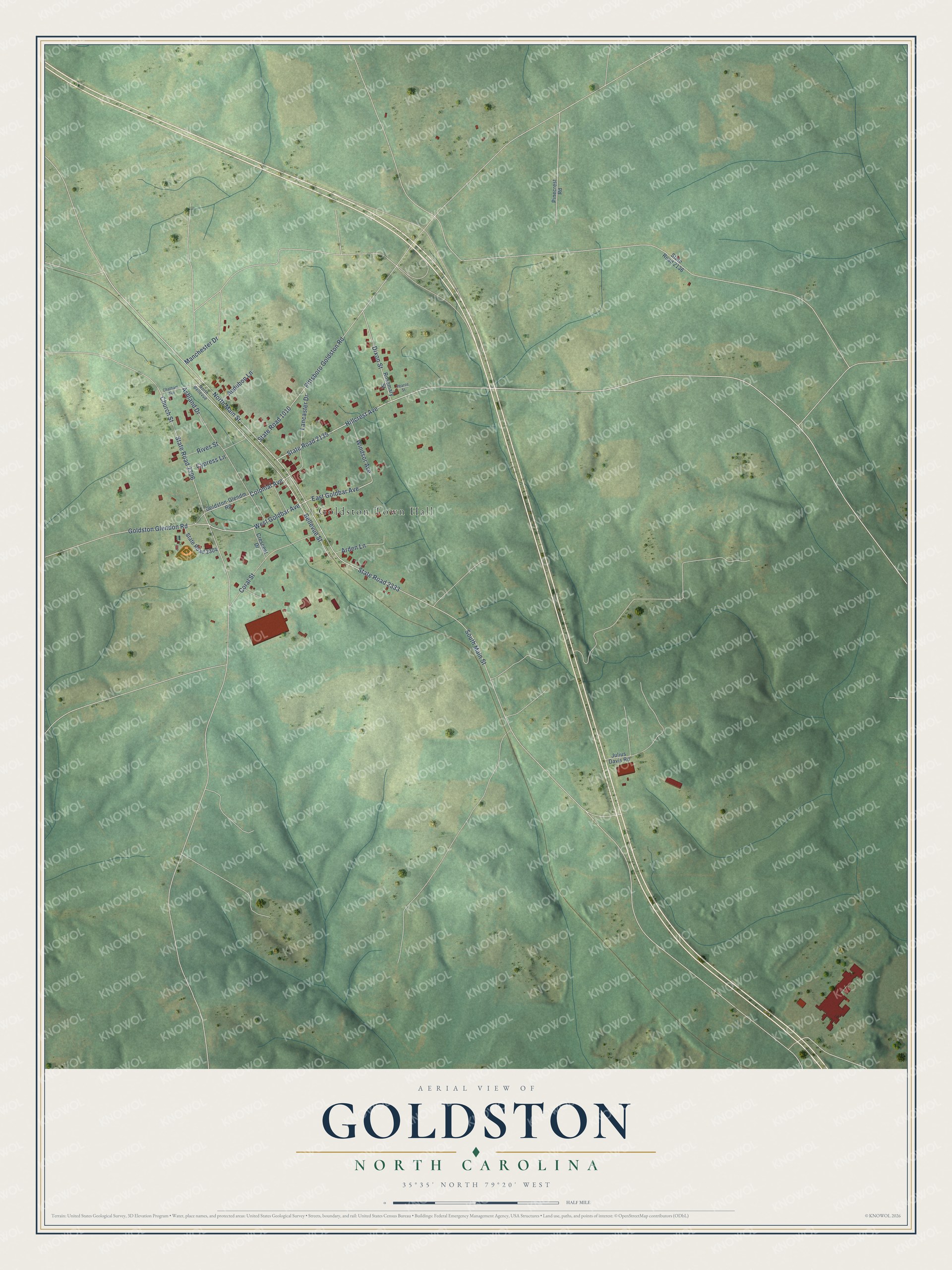 Watermarked full-map preview of Goldston, North Carolina