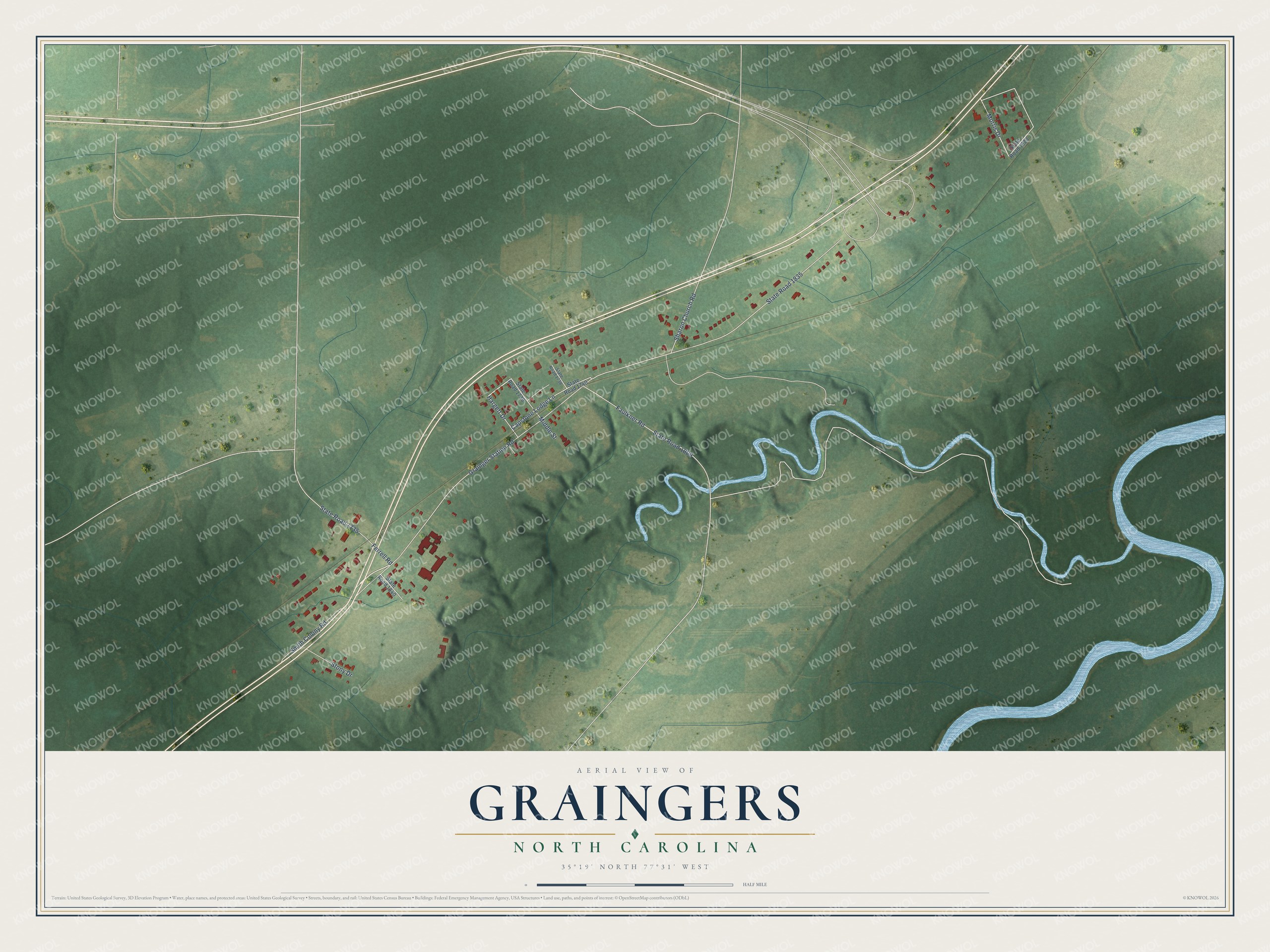Watermarked full-map preview of Graingers, North Carolina
