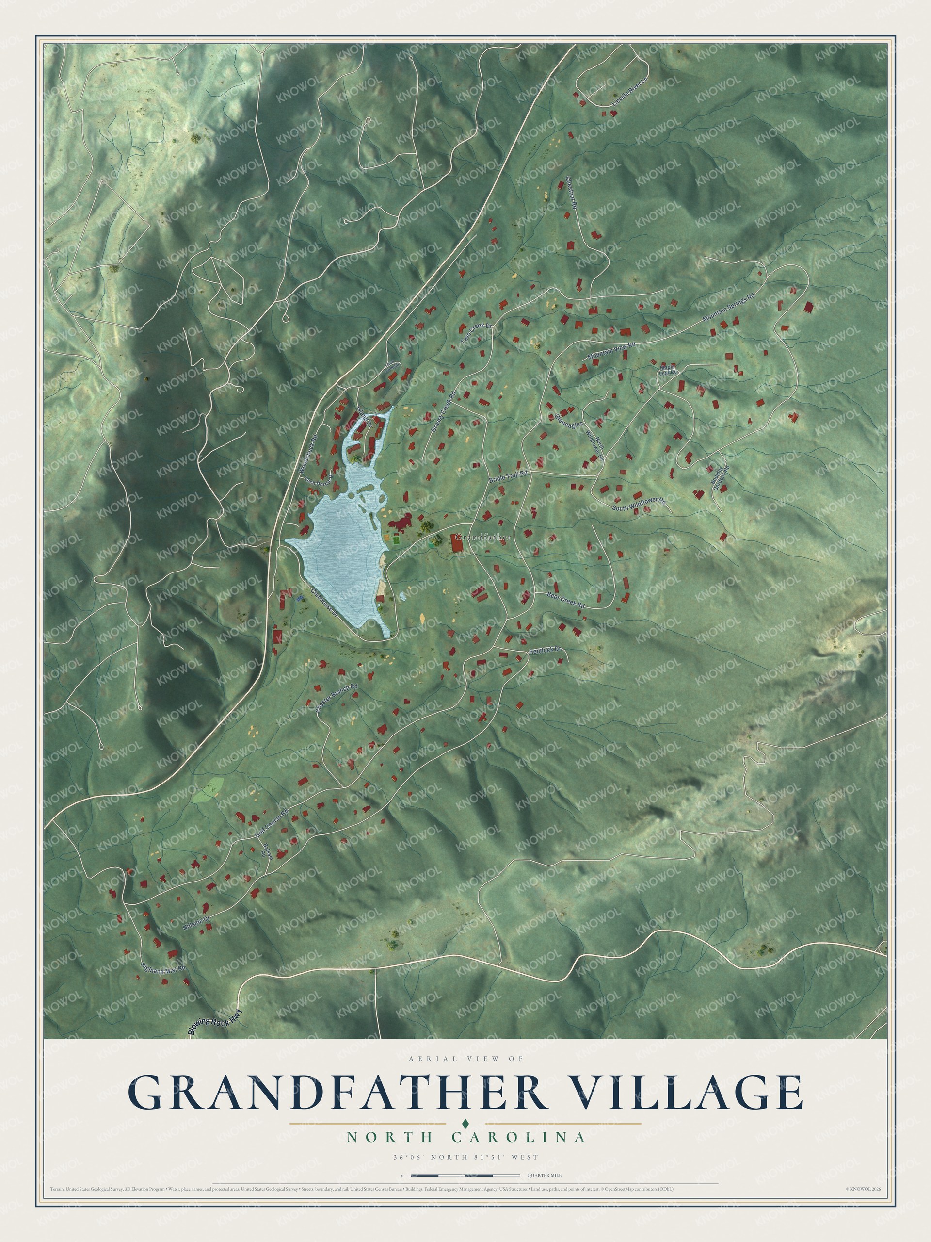 Watermarked full-map preview of Grandfather Village, North Carolina