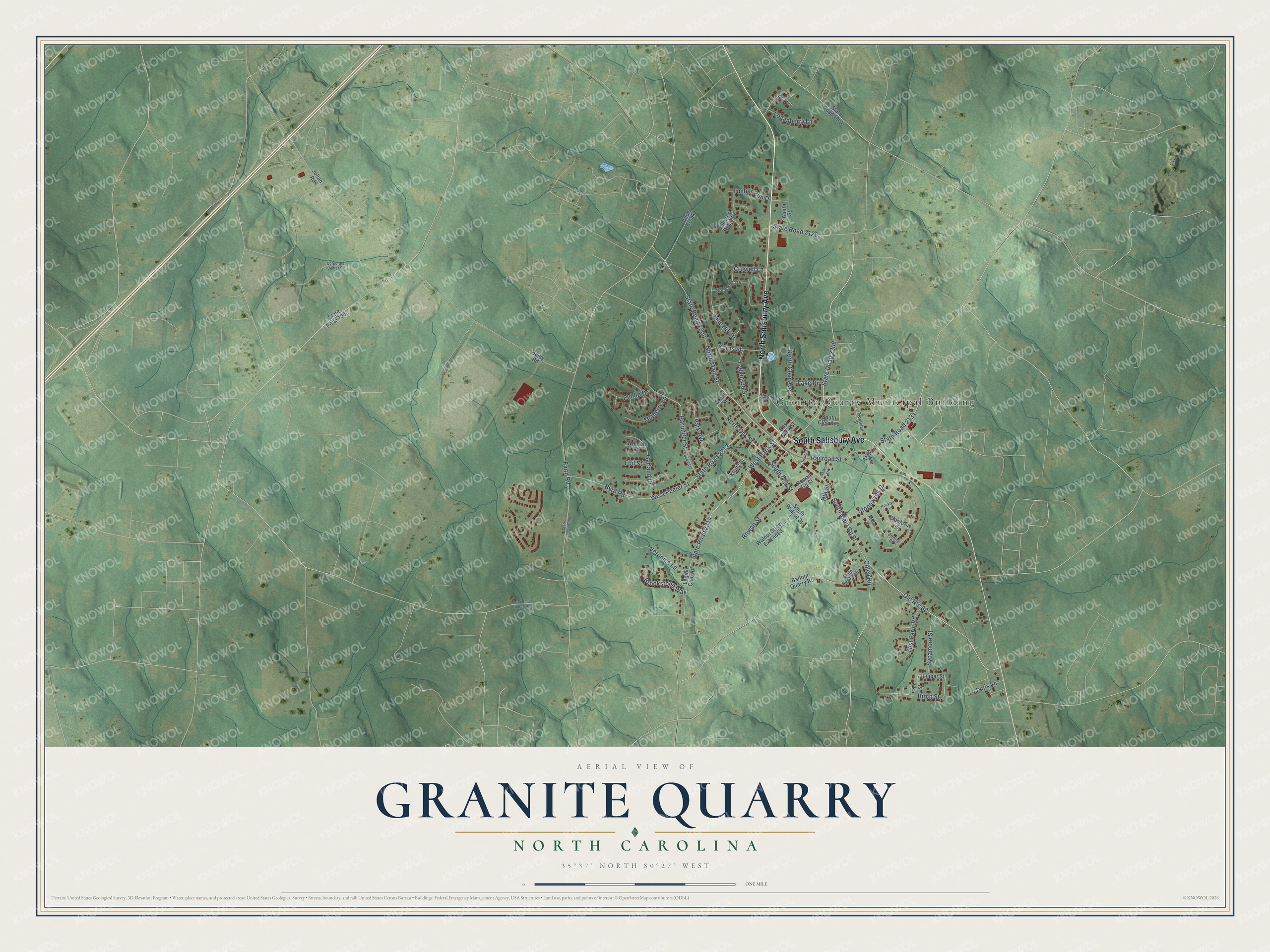 Watermarked full-map preview of Granite Quarry, North Carolina