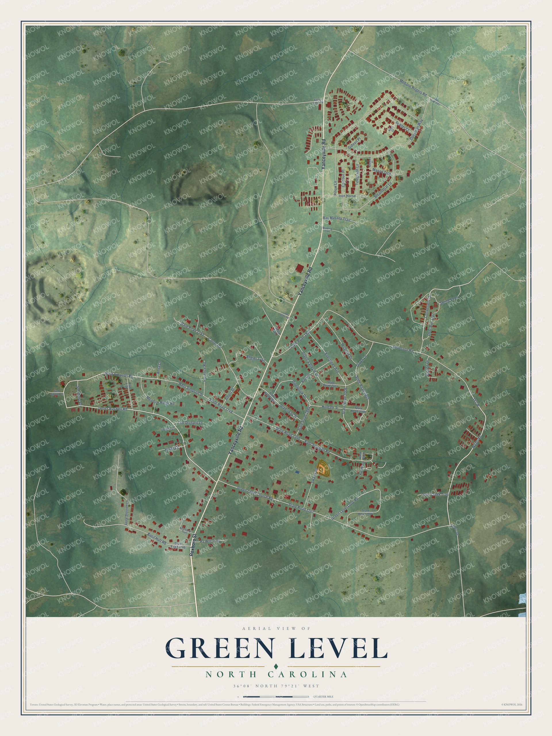 Watermarked full-map preview of Green Level, North Carolina