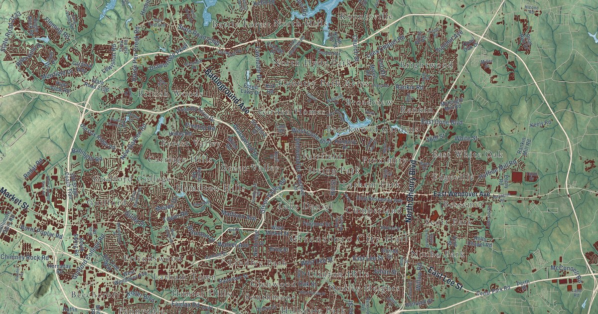 Map of Greensboro, North Carolina in 2026