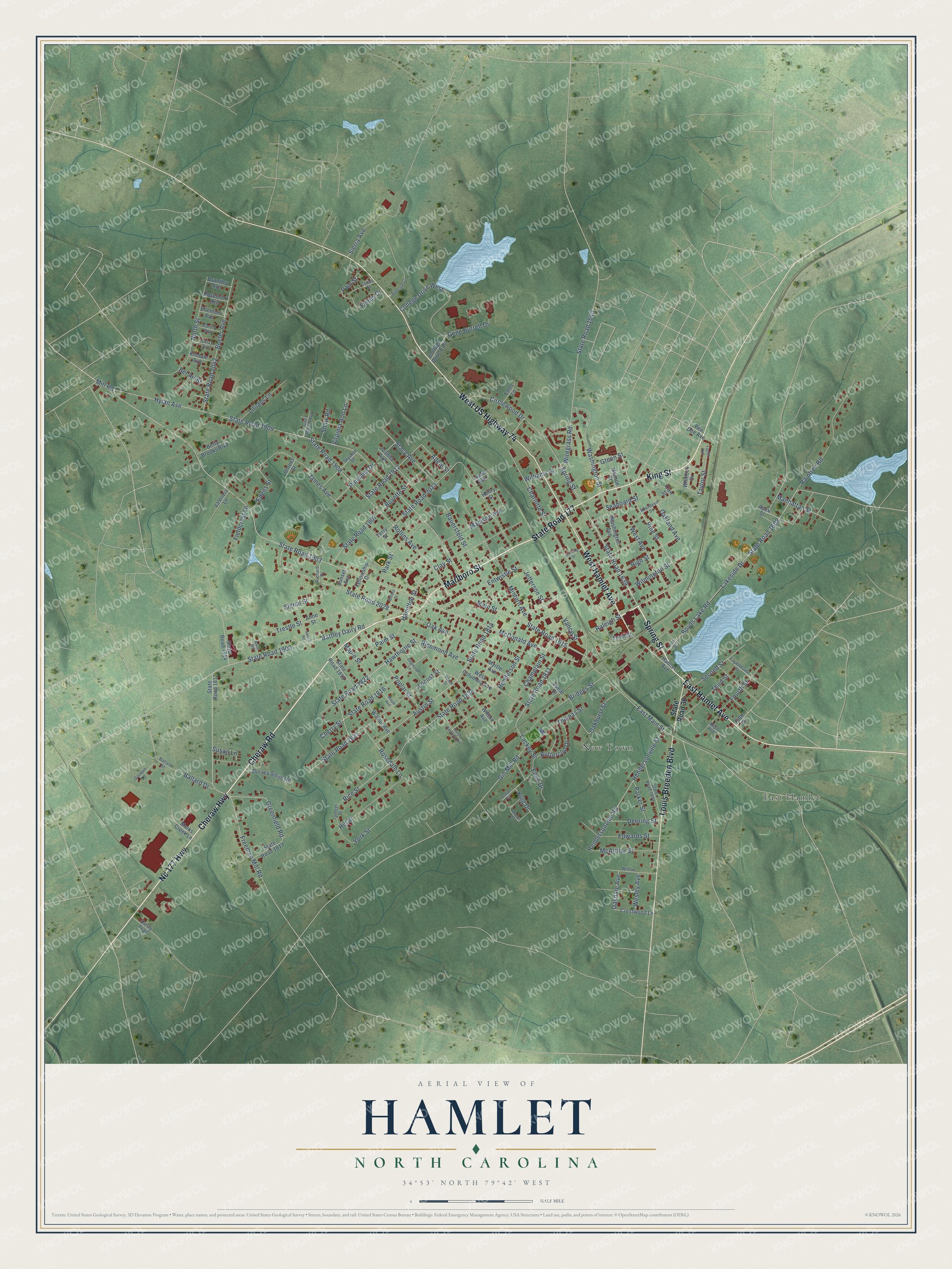 Watermarked full-map preview of Hamlet, North Carolina