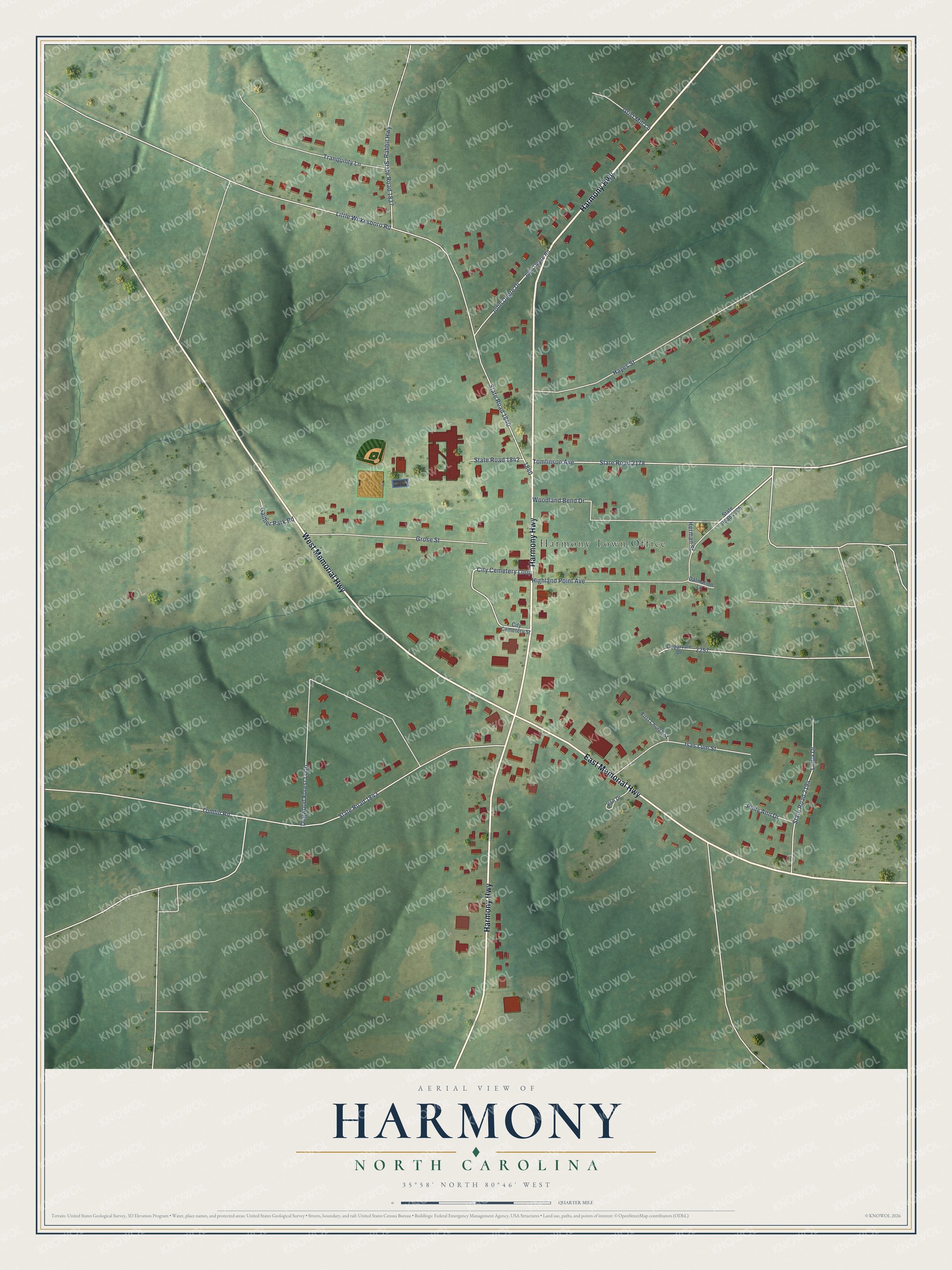 Watermarked full-map preview of Harmony, North Carolina