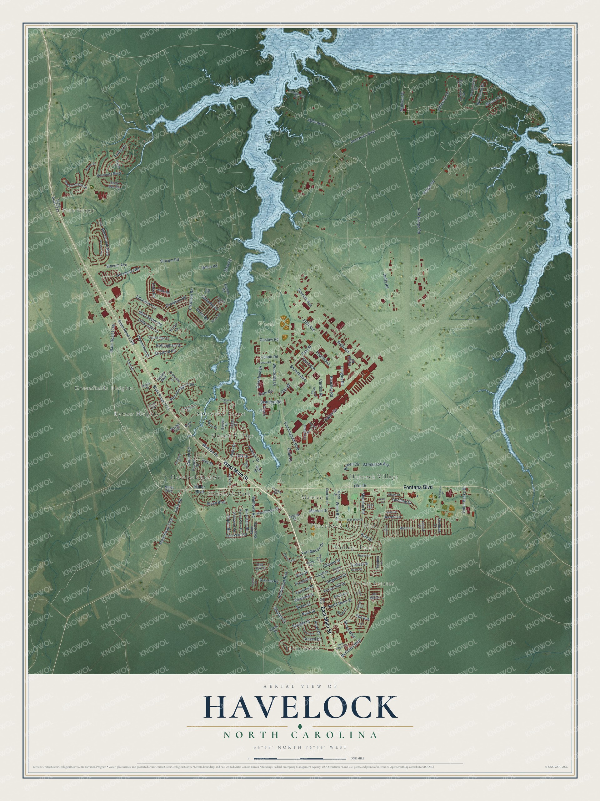 Watermarked full-map preview of Havelock, North Carolina