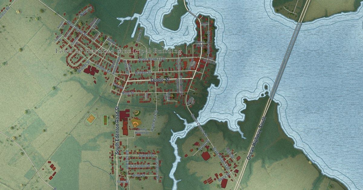 Map of Hertford, North Carolina in 2026