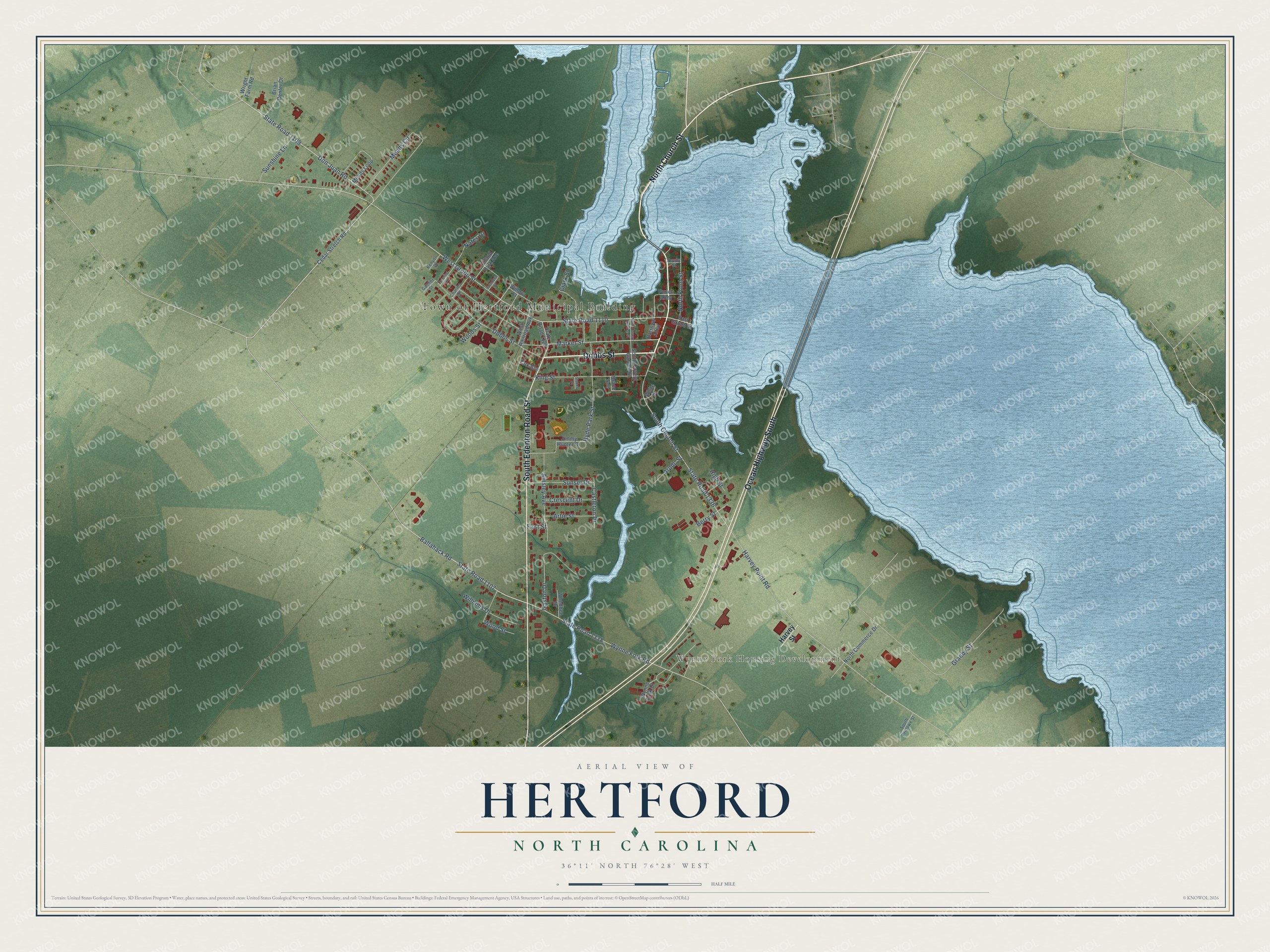 Watermarked full-map preview of Hertford, North Carolina