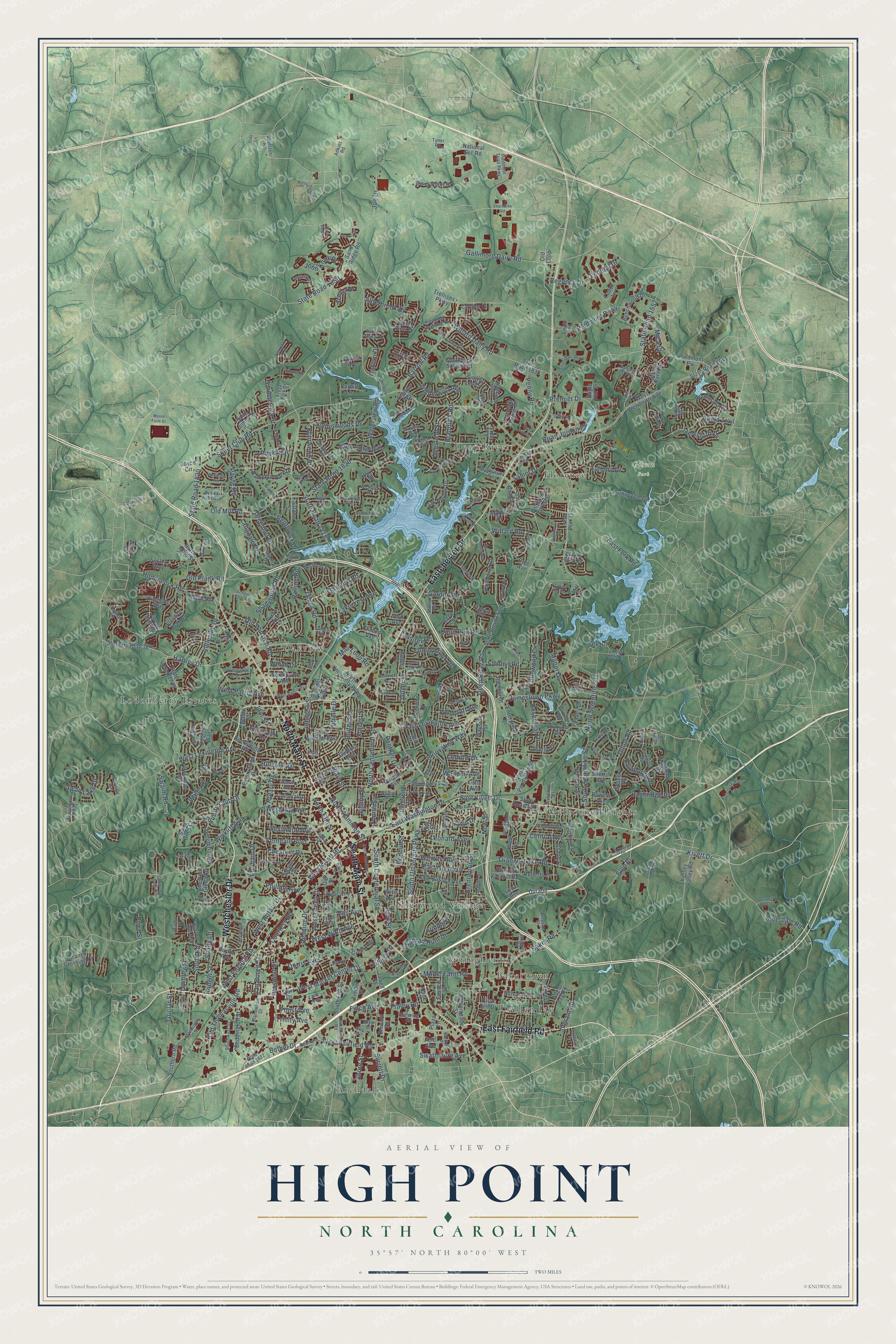 Watermarked full-map preview of High Point, North Carolina