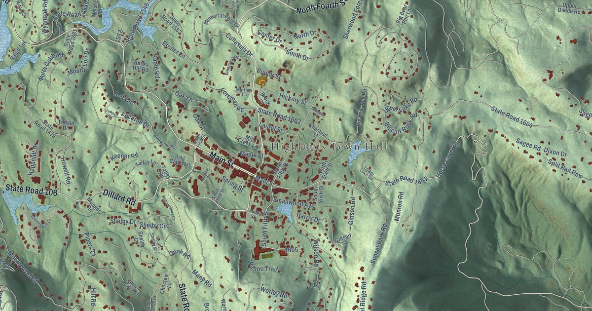Map of Highlands, North Carolina in 2026