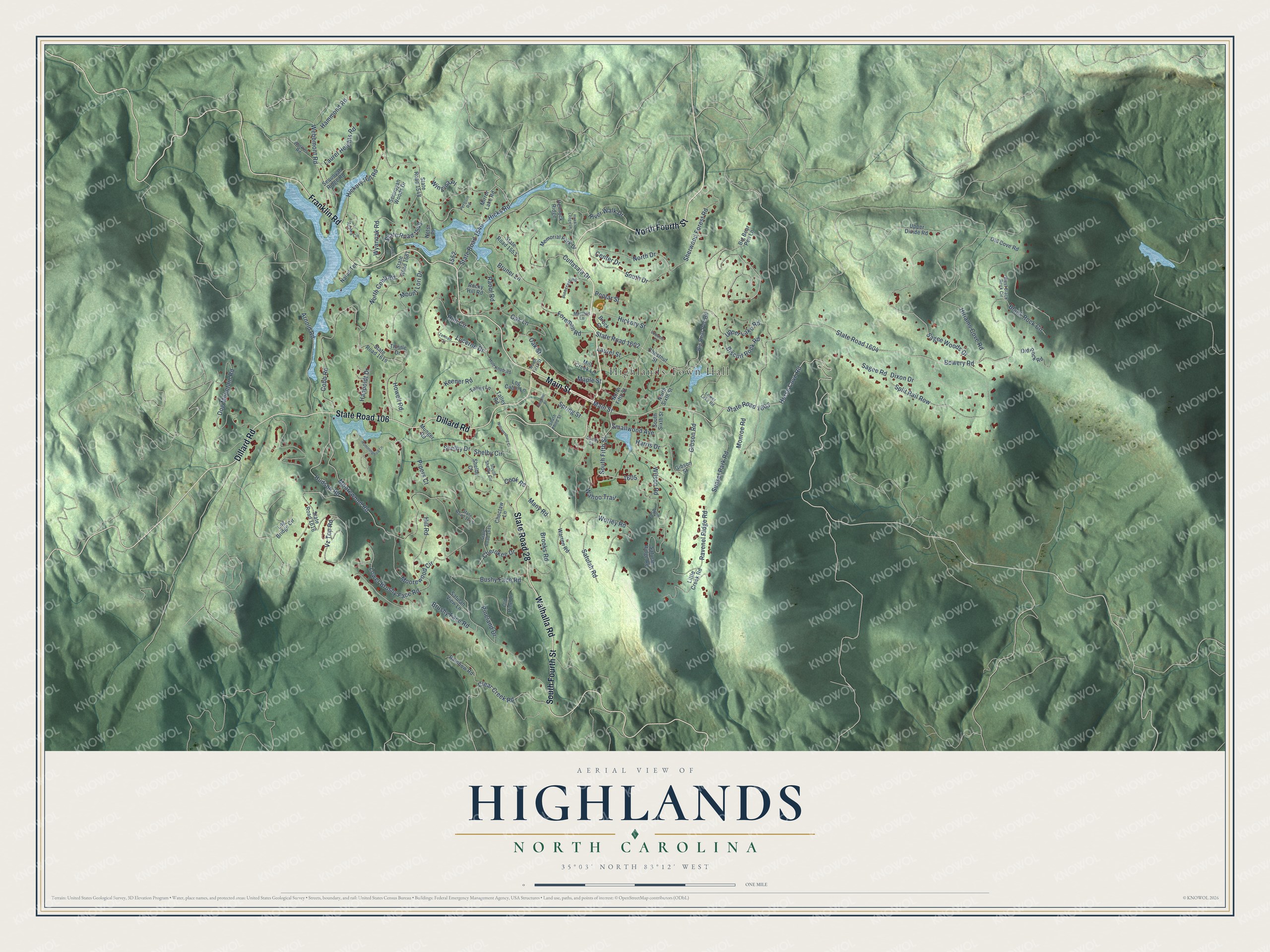 Watermarked full-map preview of Highlands, North Carolina