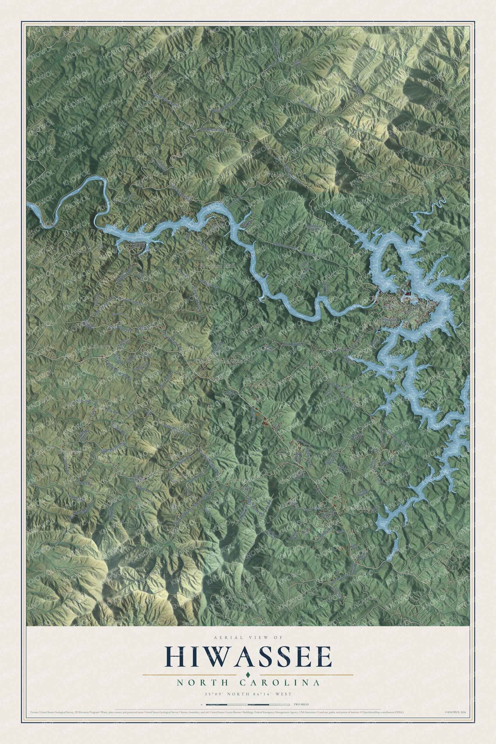 Watermarked full-map preview of Hiwassee, North Carolina